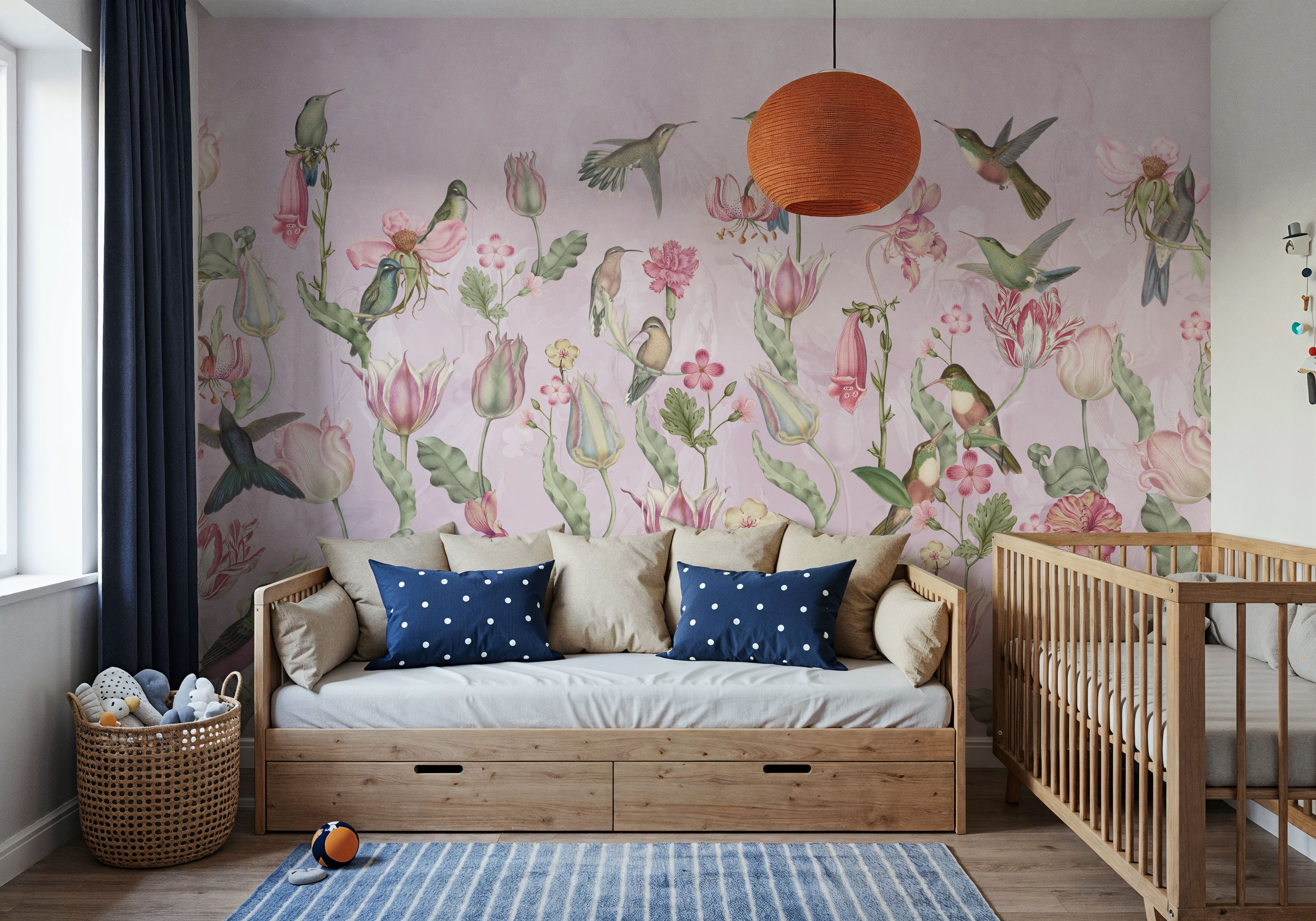 Tulips & Birds, Soft Pink