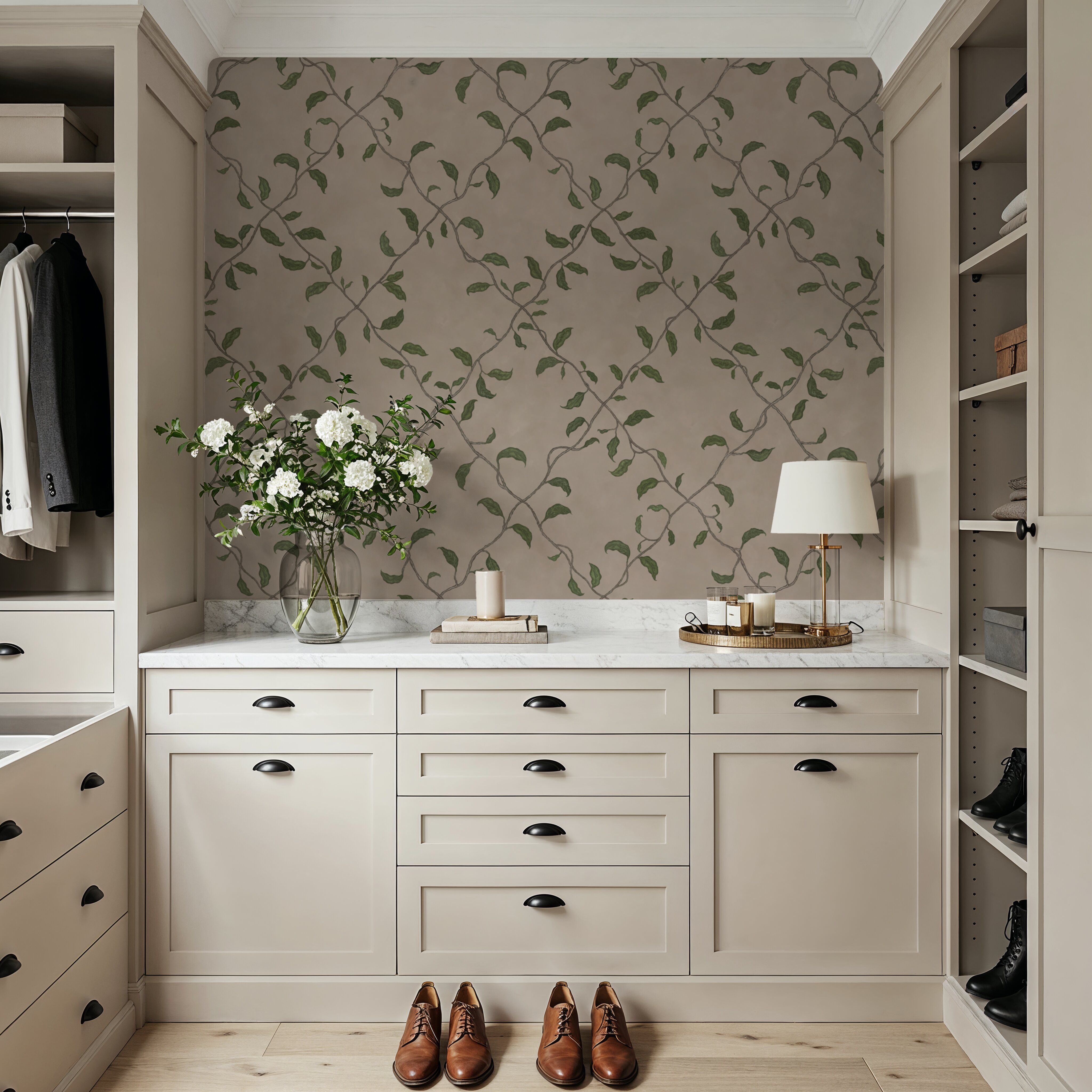 Emerald Trellis, Beige