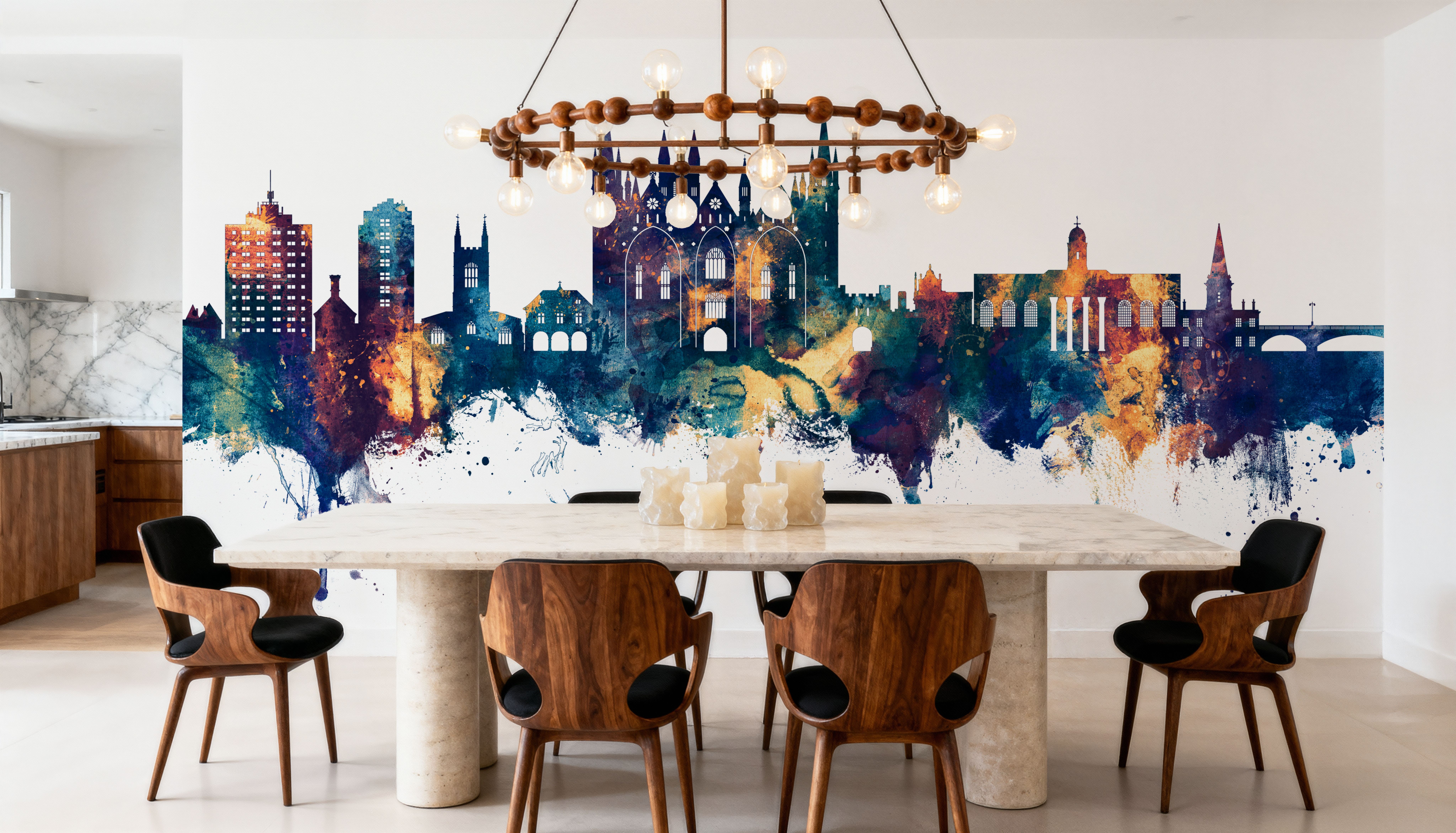 Peterborough England Skyline Blue & Bronze