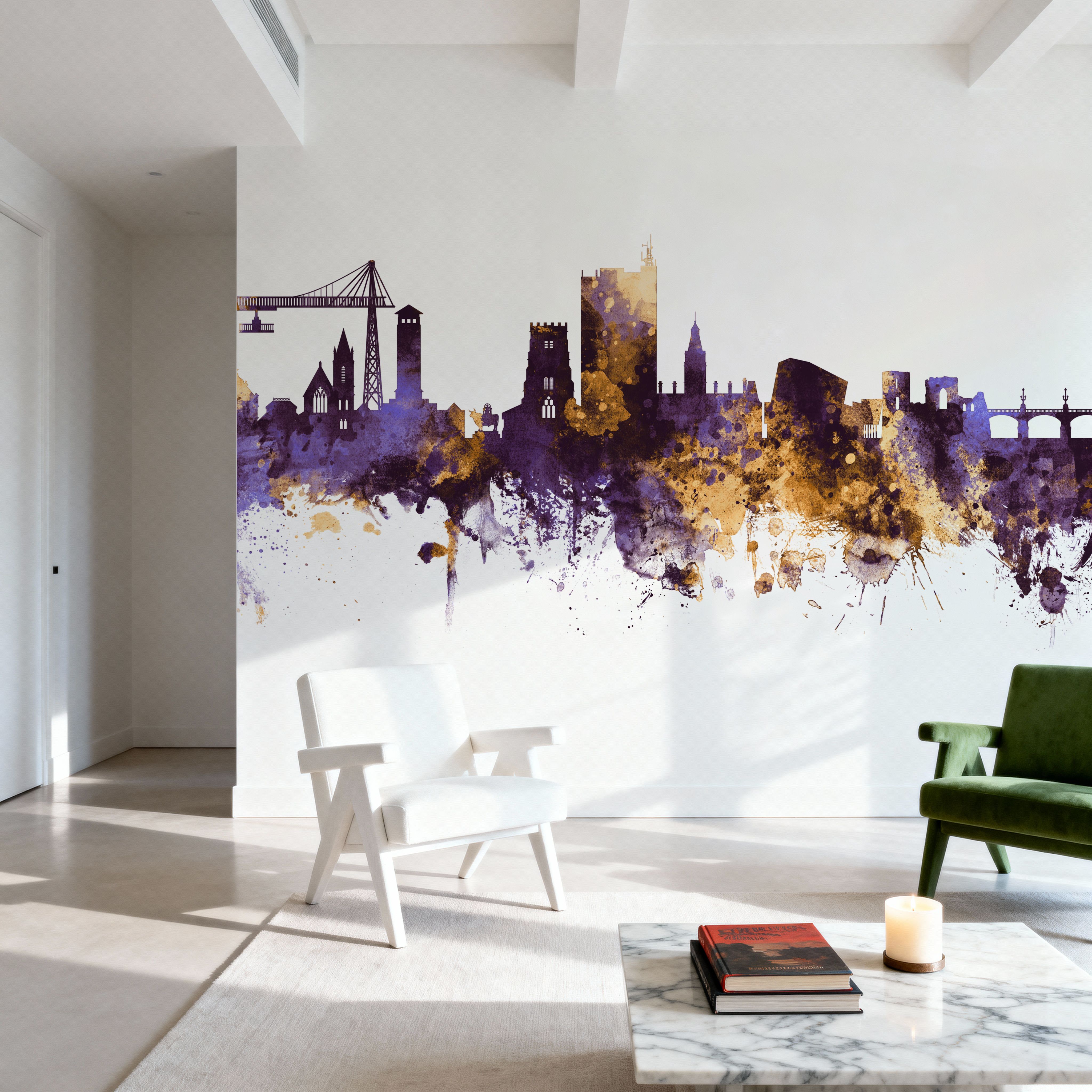 Newport Wales Skyline Purple & Gold