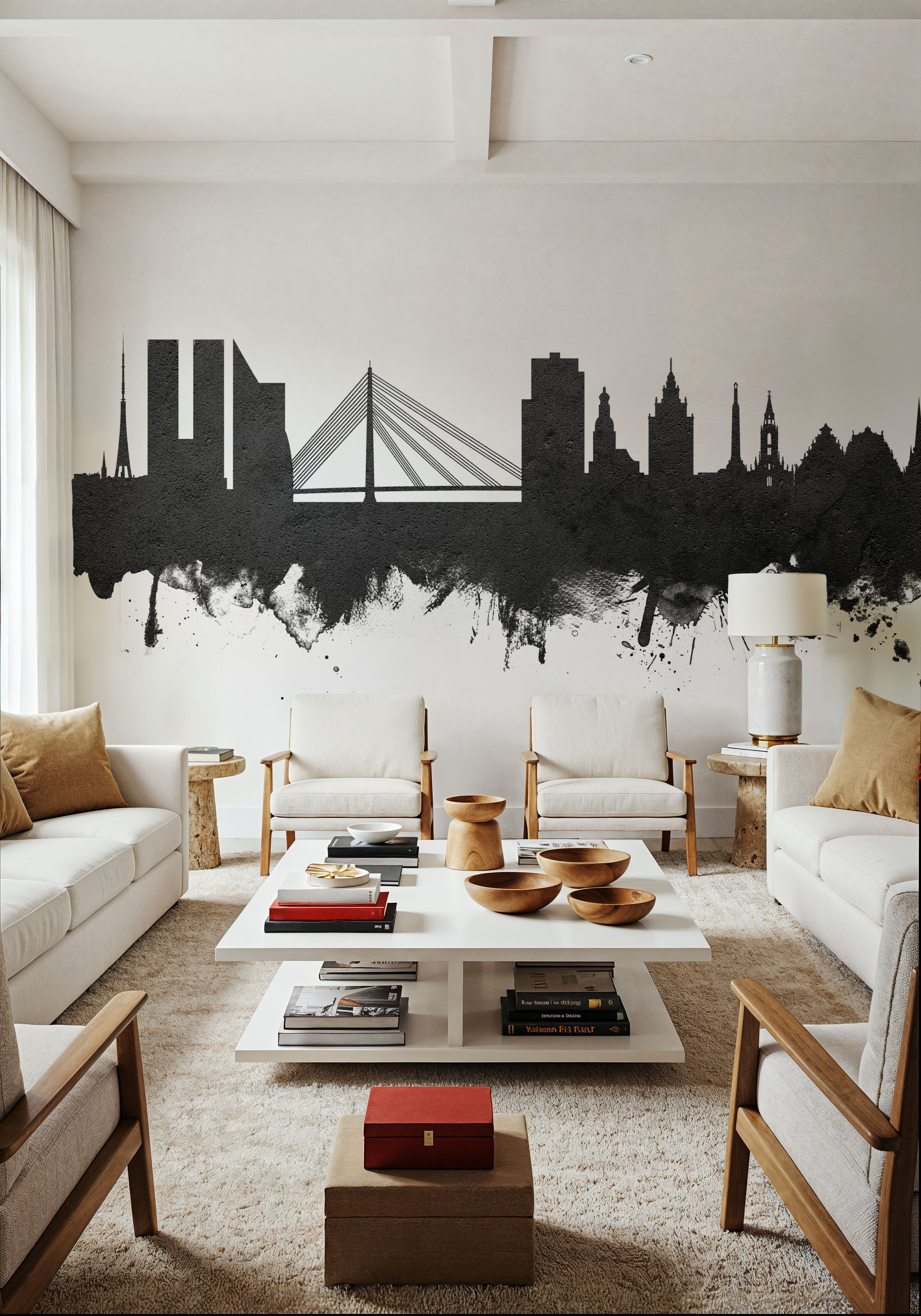 Riga Latvia Skyline Black & White