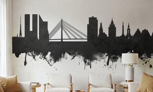 Riga Latvia Skyline Black & White