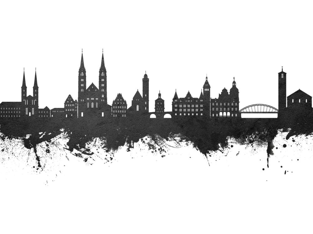 Bamberg Germany Skyline Black & White