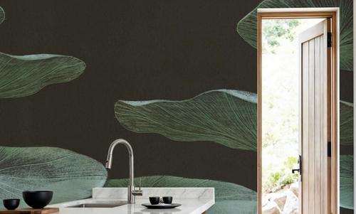 Subtle Water Lily Drawing, Black