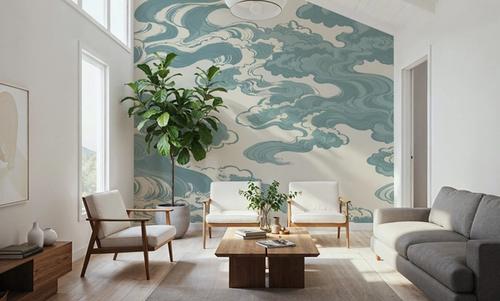 Ukiyo-e Clouds, Soft Teal