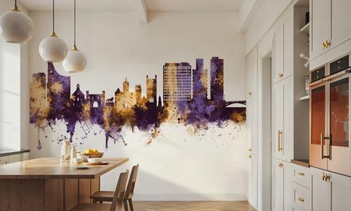 Reading England Skyline Purple & Gold