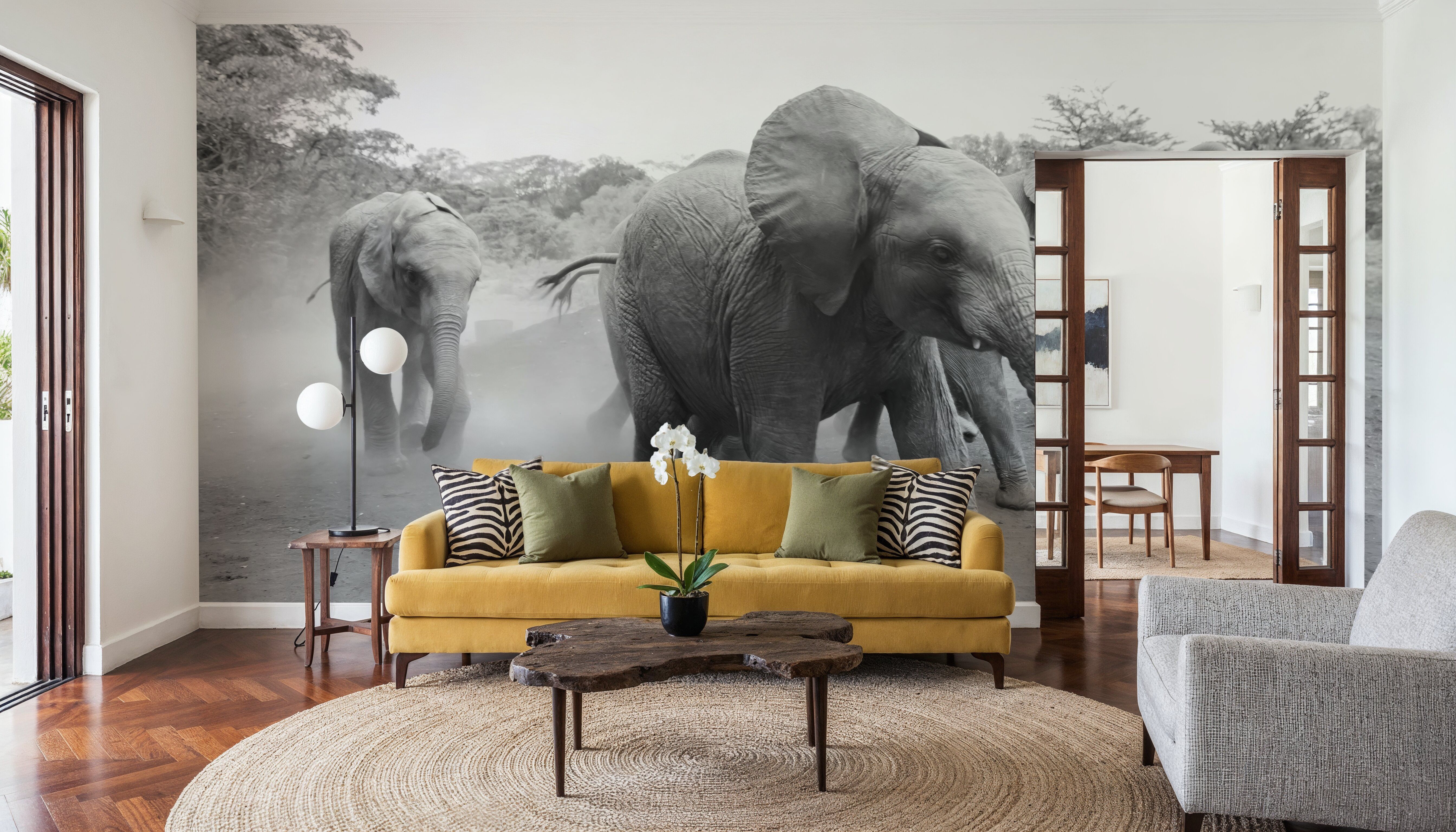 Elephant Race BW, Papel pintado