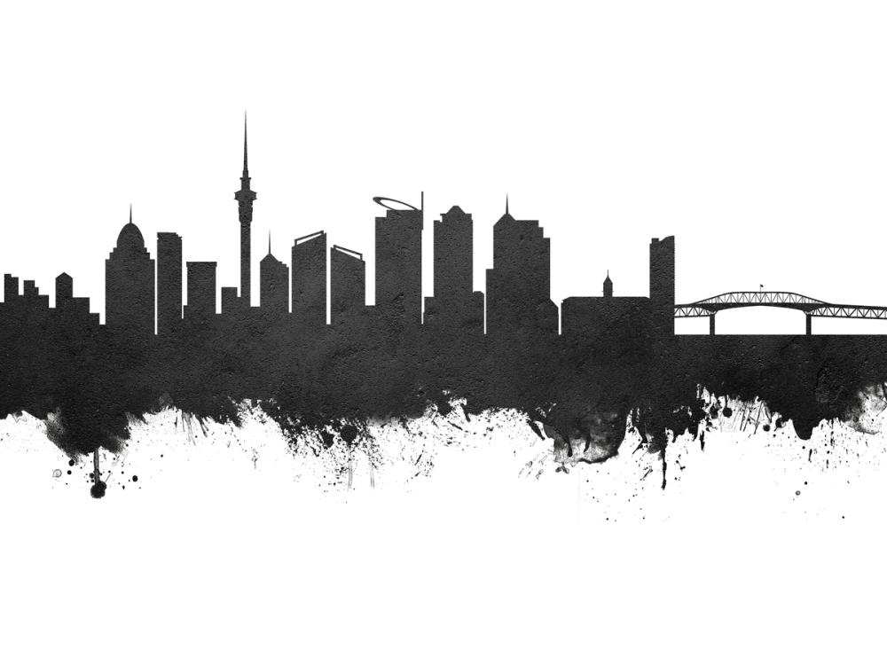 Auckland New Zeeland Skyline Black & White