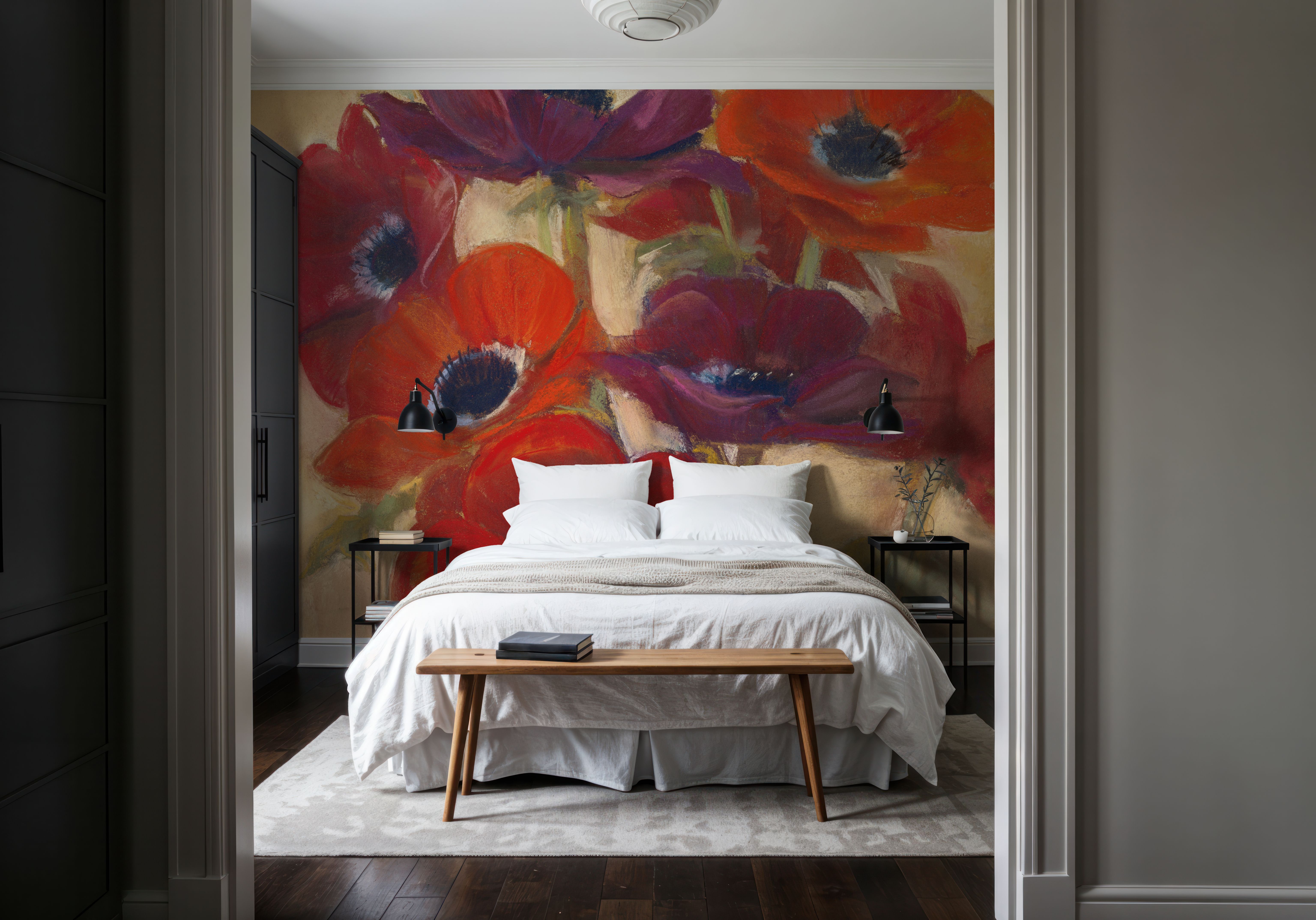 Wall Mural - Anemone Bouquet I - Contemporary mural wallpaper - Dining Room - Wallism US - Premium, Textured or Peel & Stick