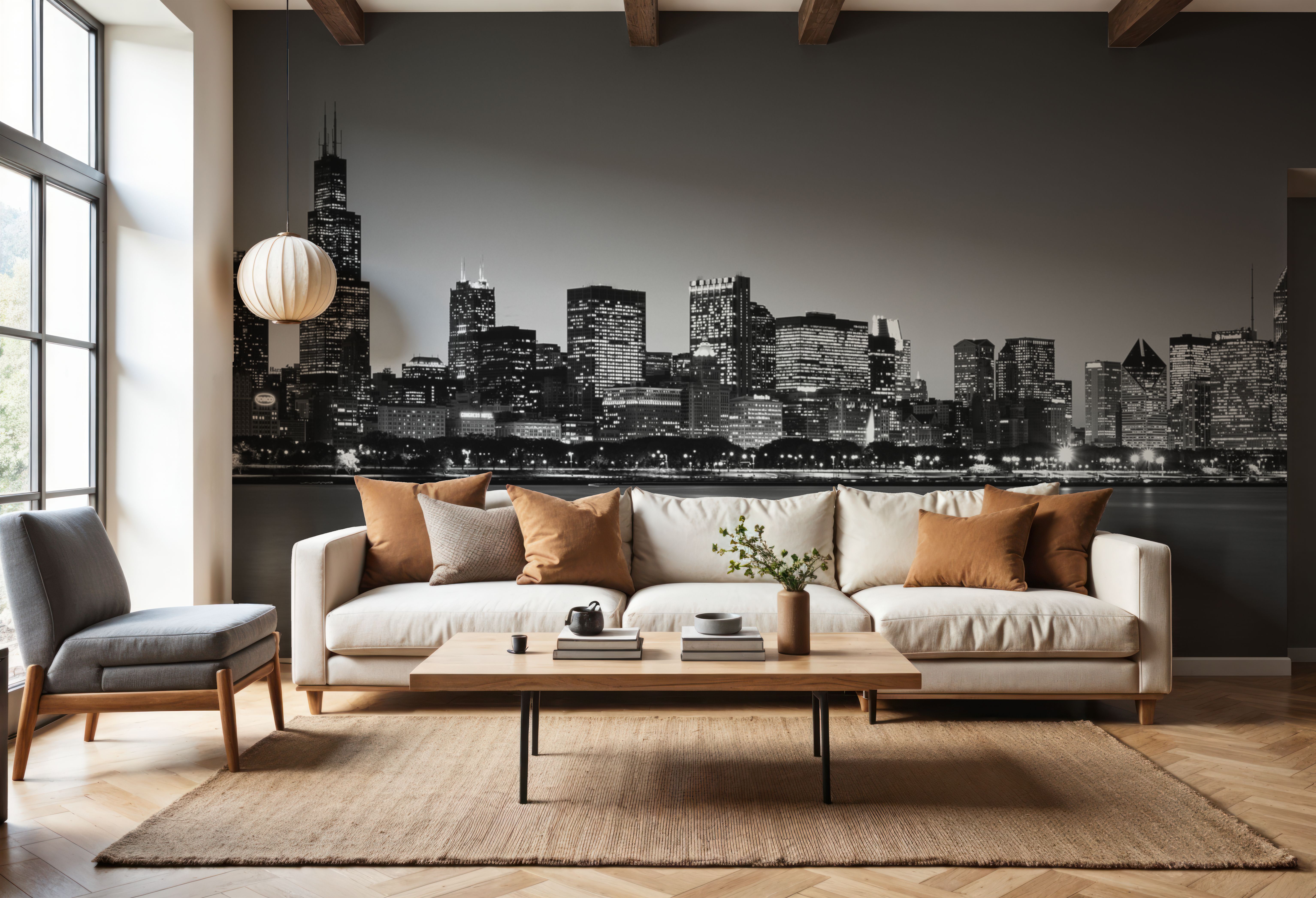 Manhattan Reflection Black & White, Wallpaper