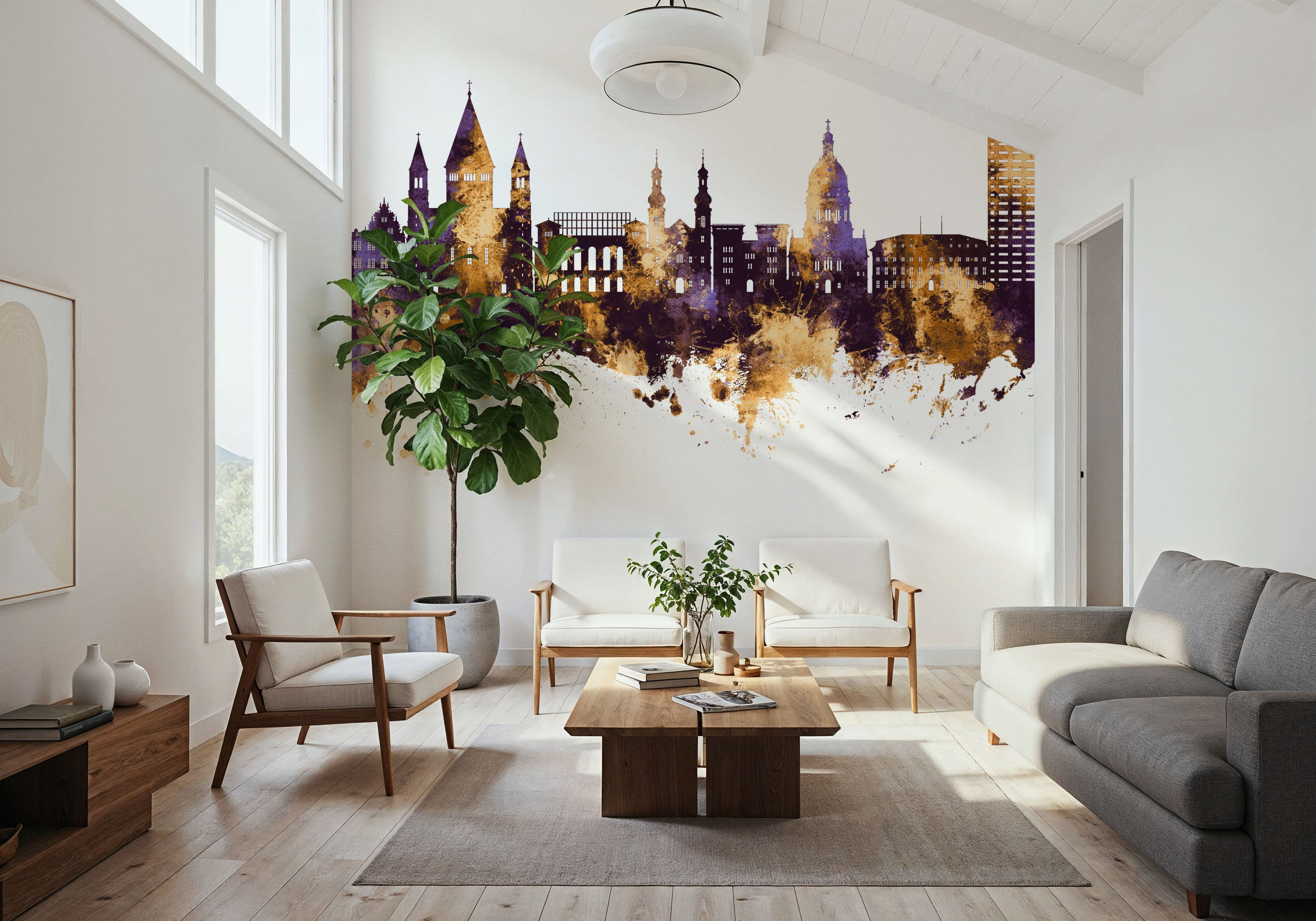 Mainz Germany Skyline Purple & Gold