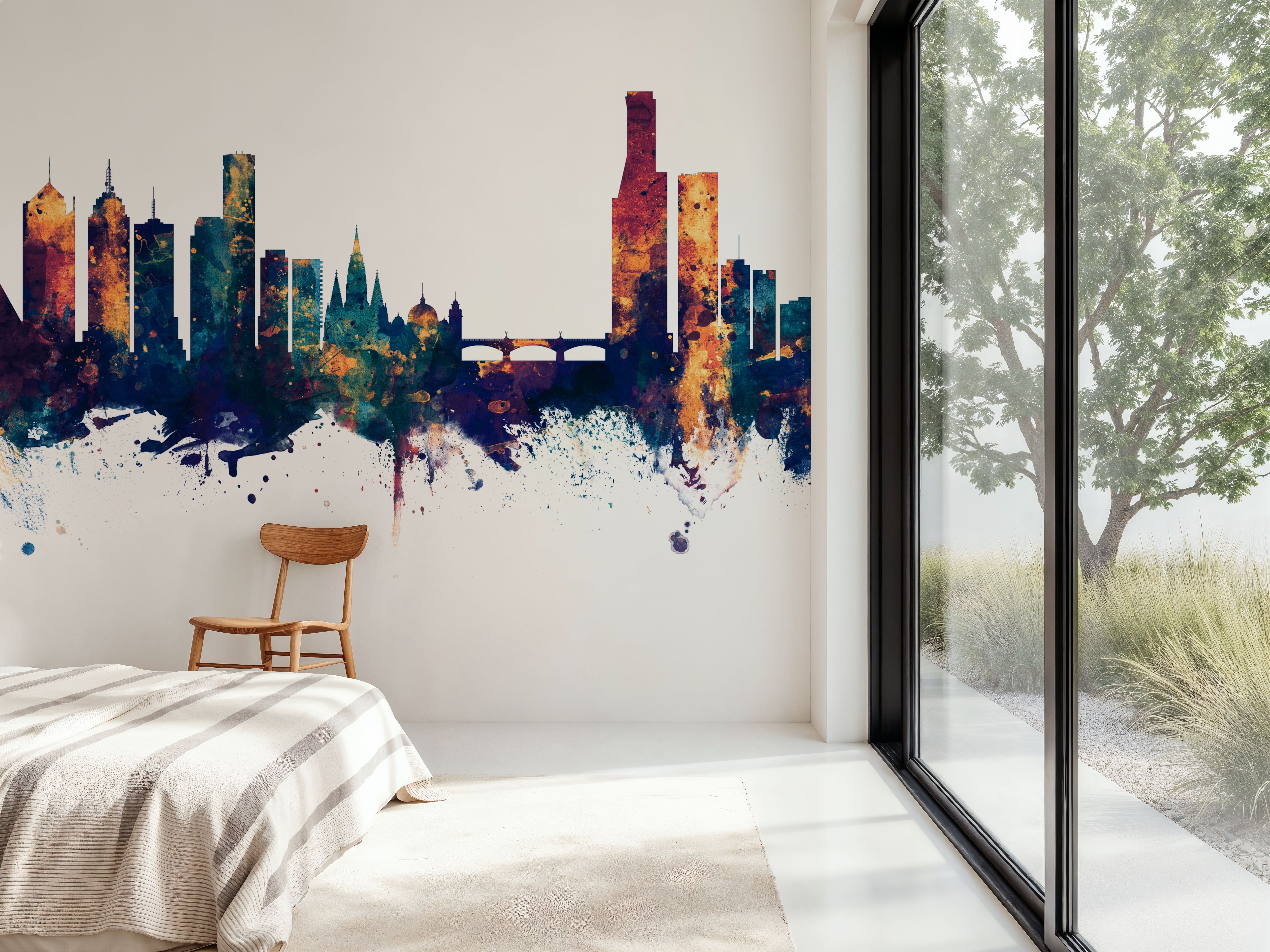 Melbourne Australia Skyline Blue & Bronze