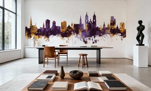 St Gallen Switzerland Skyline Purple & Gold