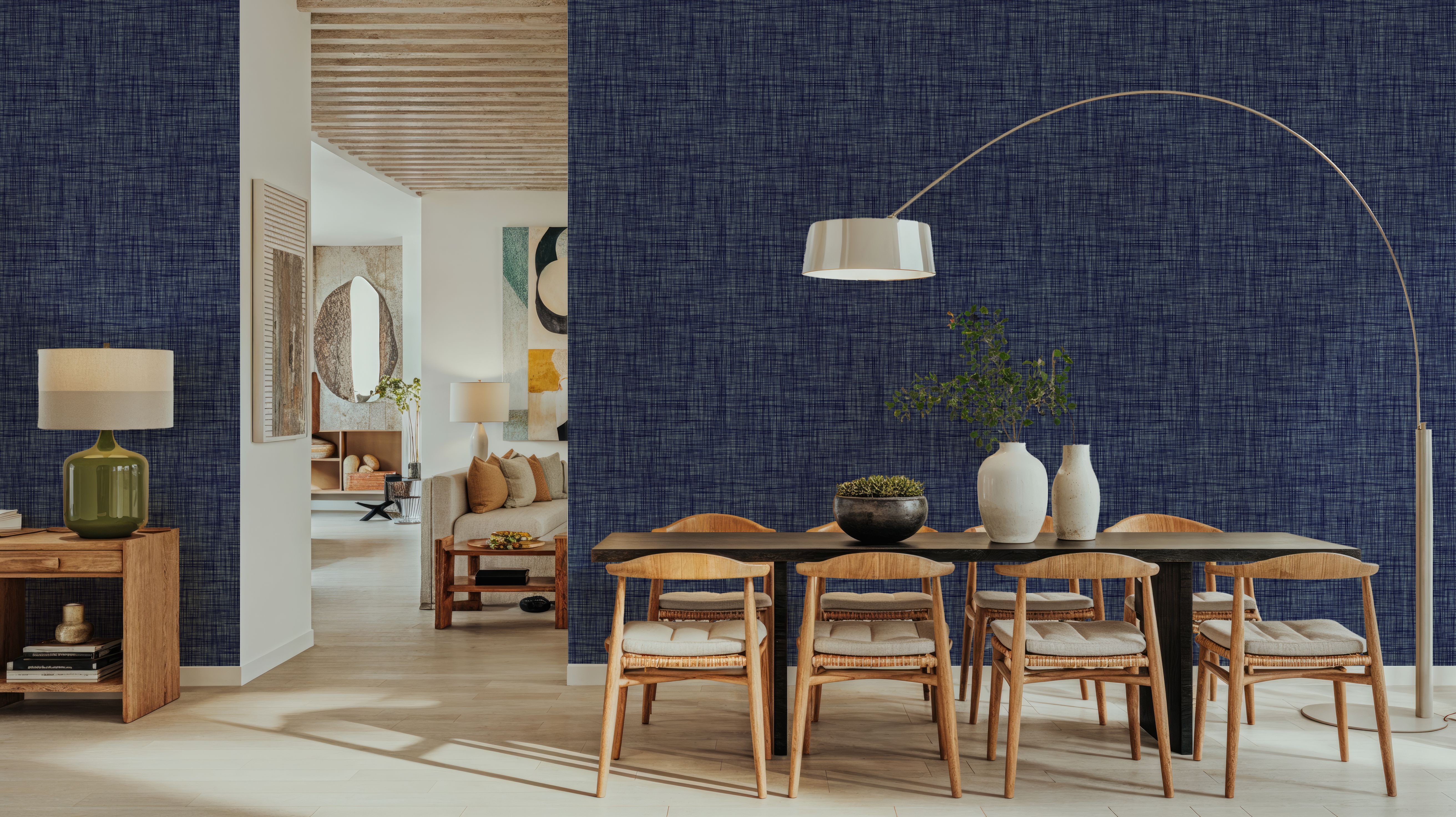 Mottled Linen Effect, Indigo Denim