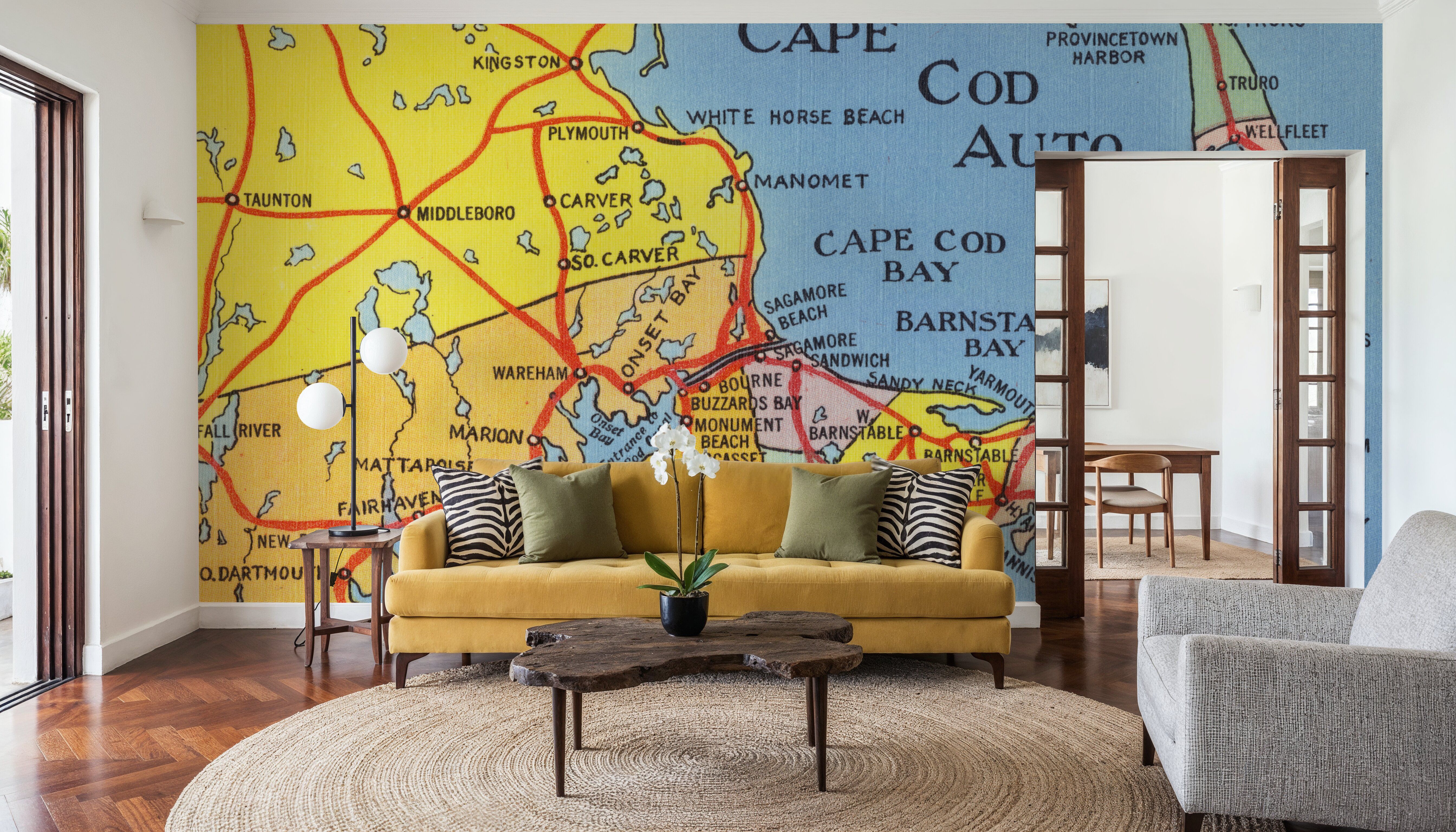 Greetings from Cape Cod Map - Screenprint Postcard