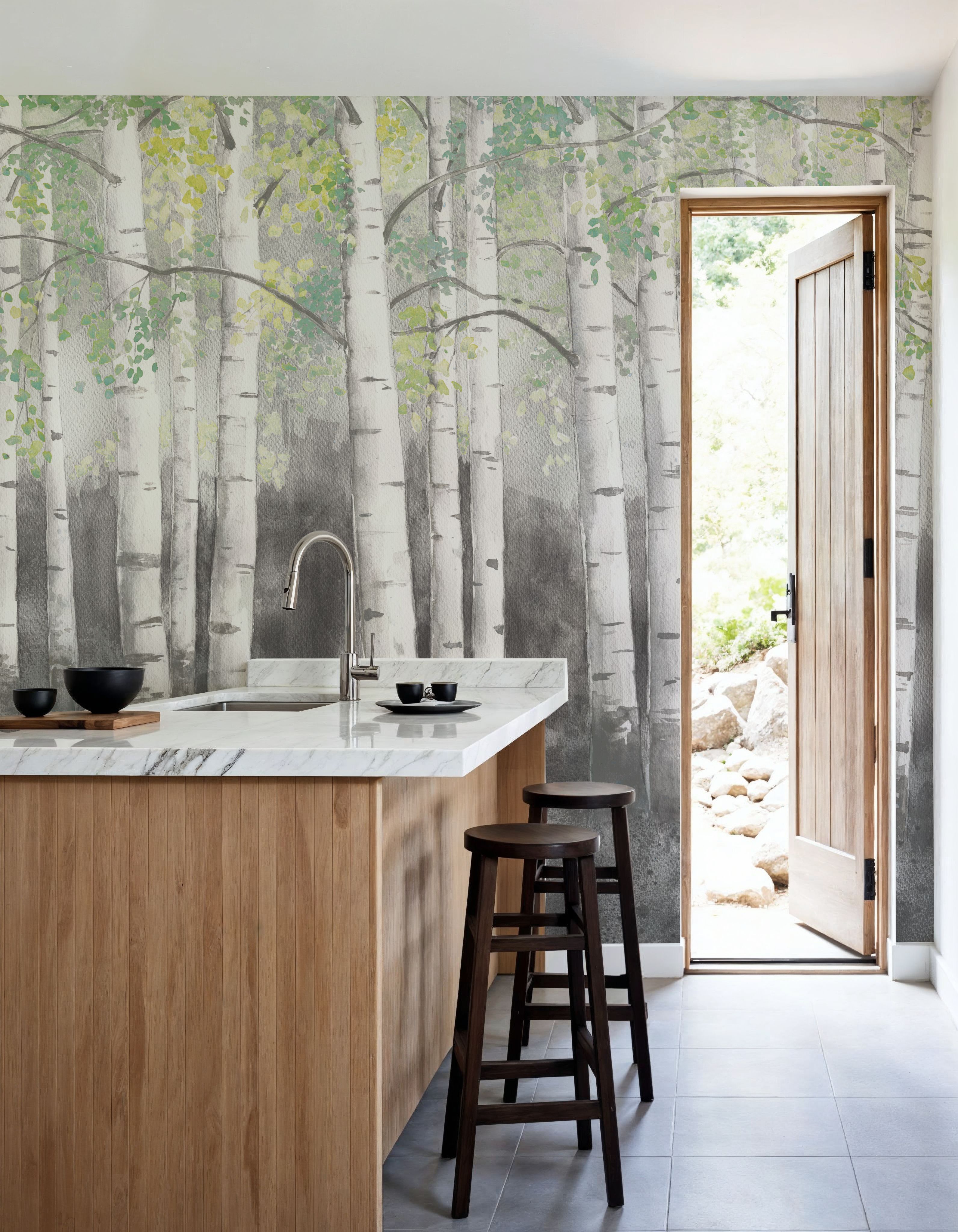 Soft Birches Charcoal