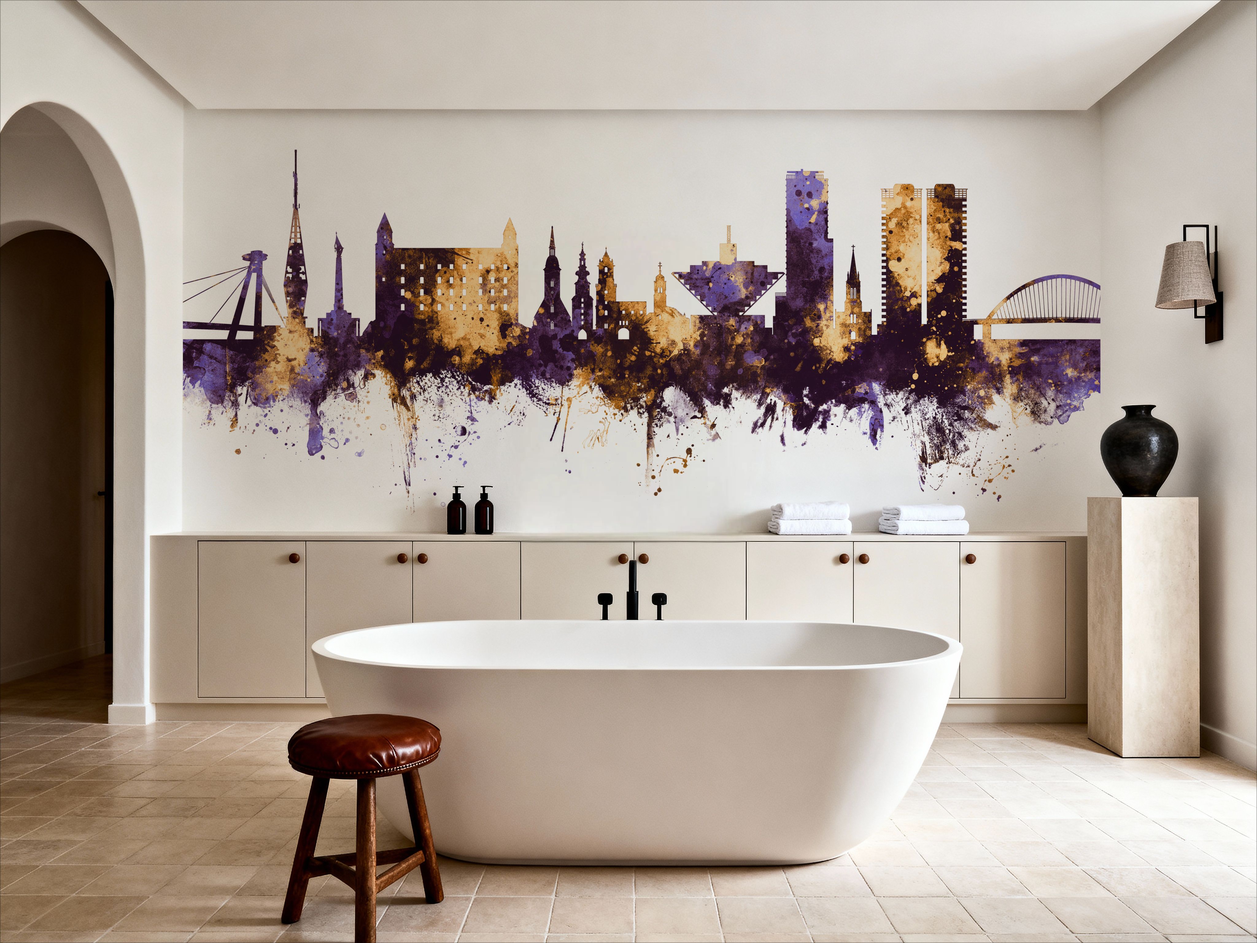 Bratislava Slovakia Skyline Purple & Gold