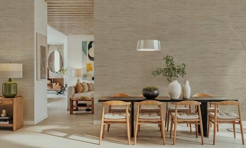 Faux Grasscloth with Visible Seams, Flax