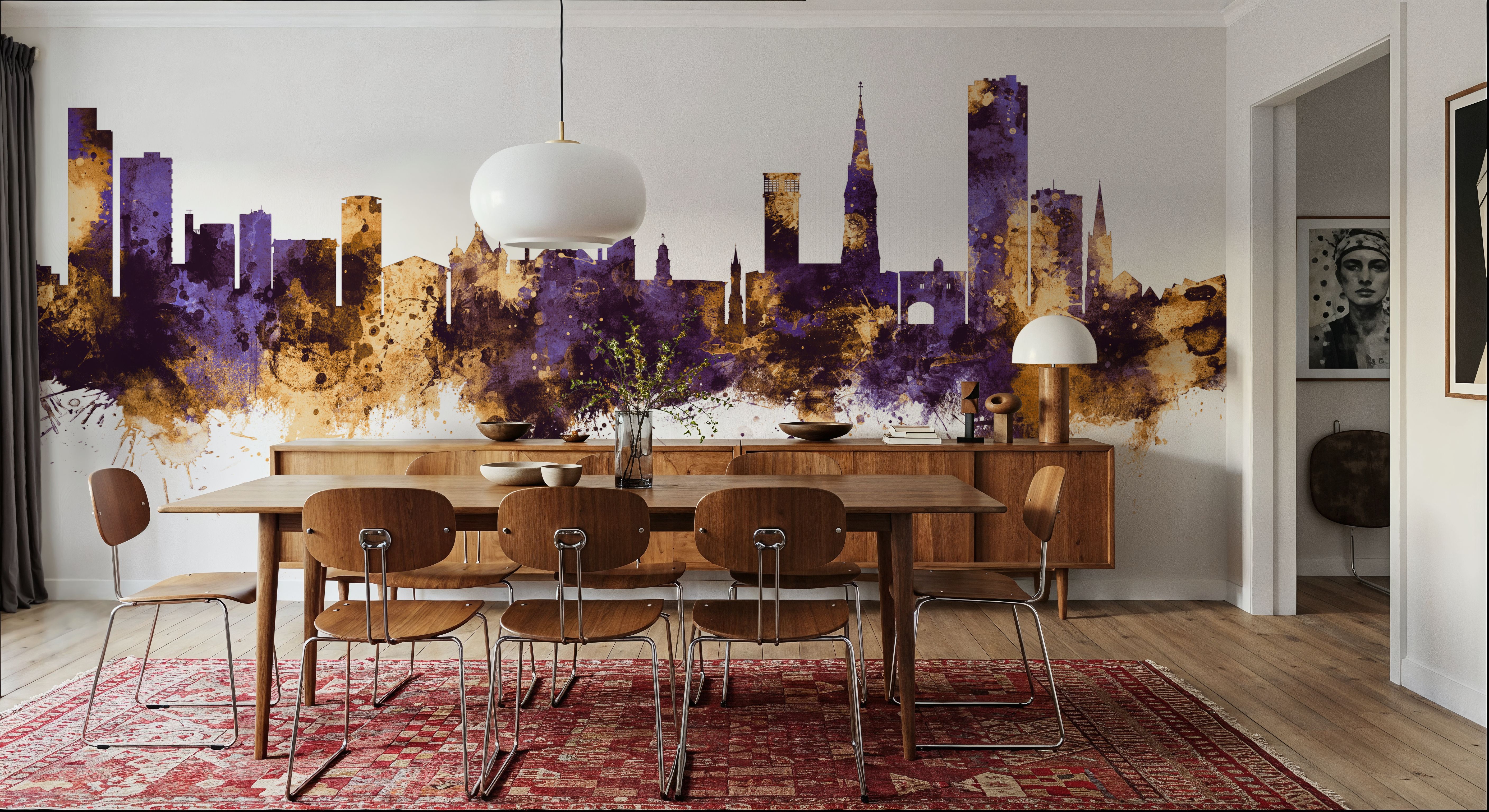 Leicester England Skyline Purple & Gold