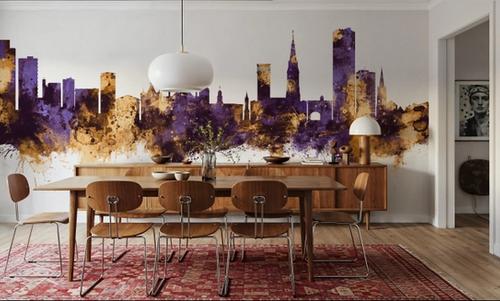 Leicester England Skyline Purple & Gold