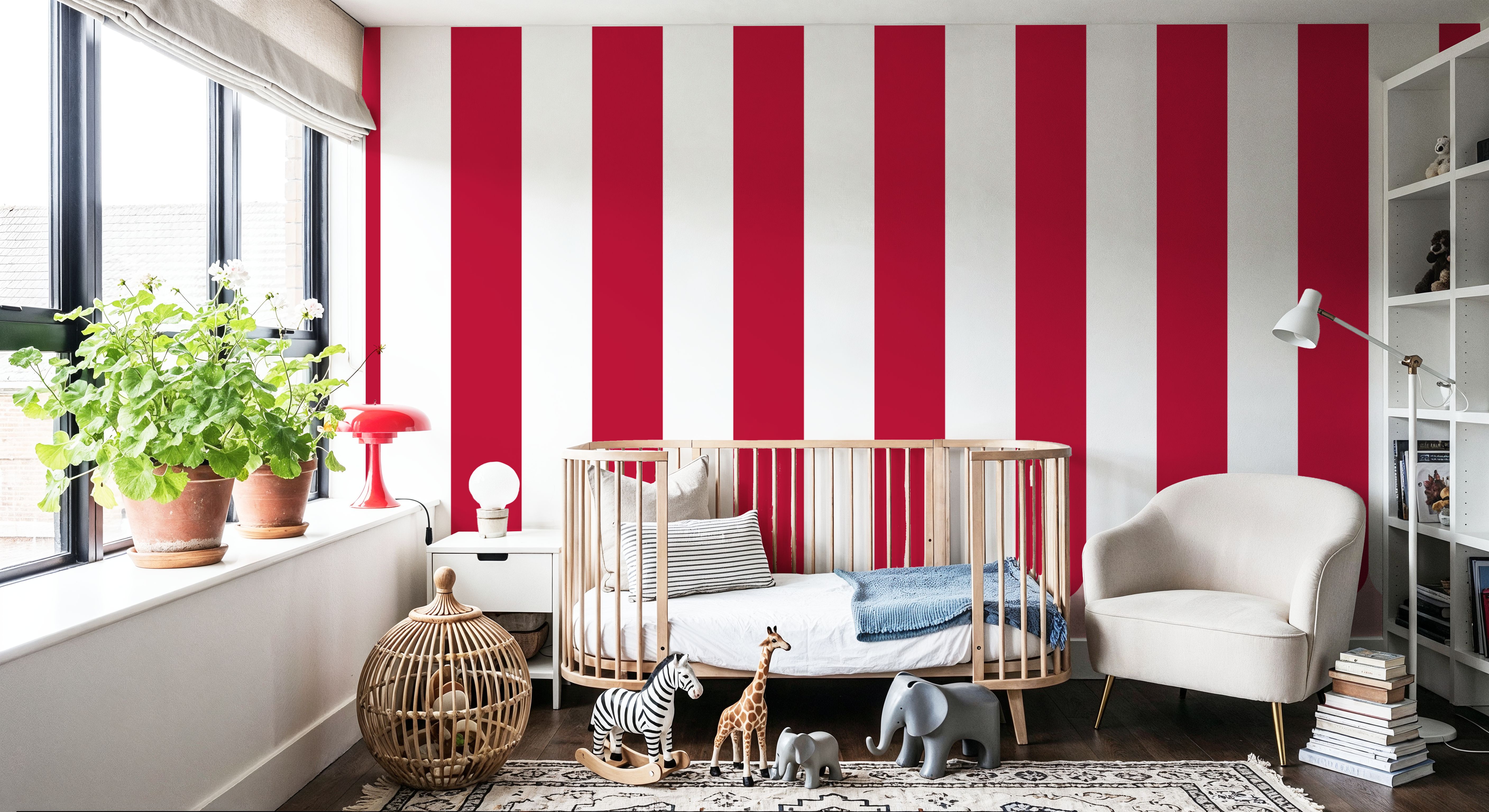 Scalloped Circus Stripes, Red