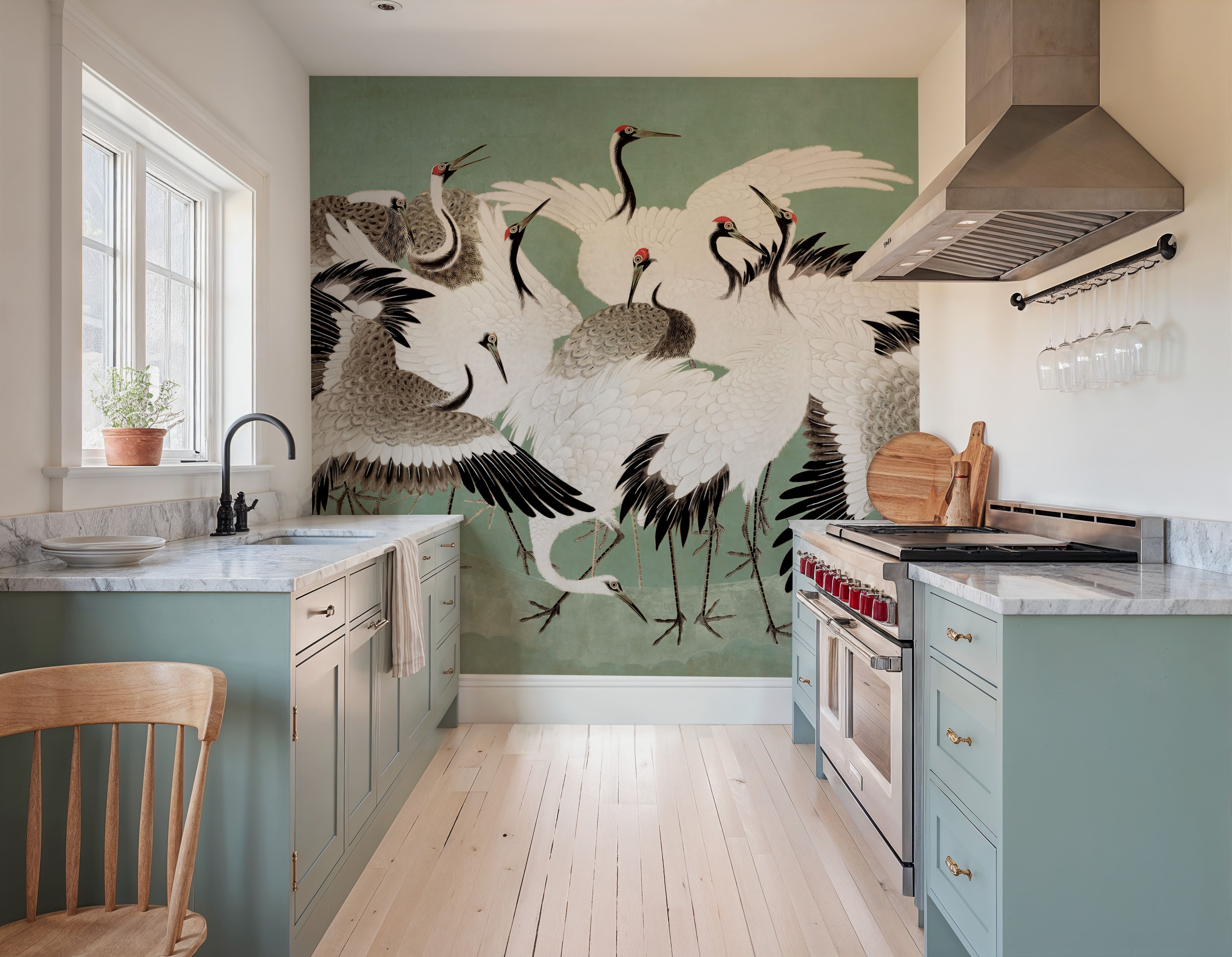 Japanese Flock of Cranes, Jade