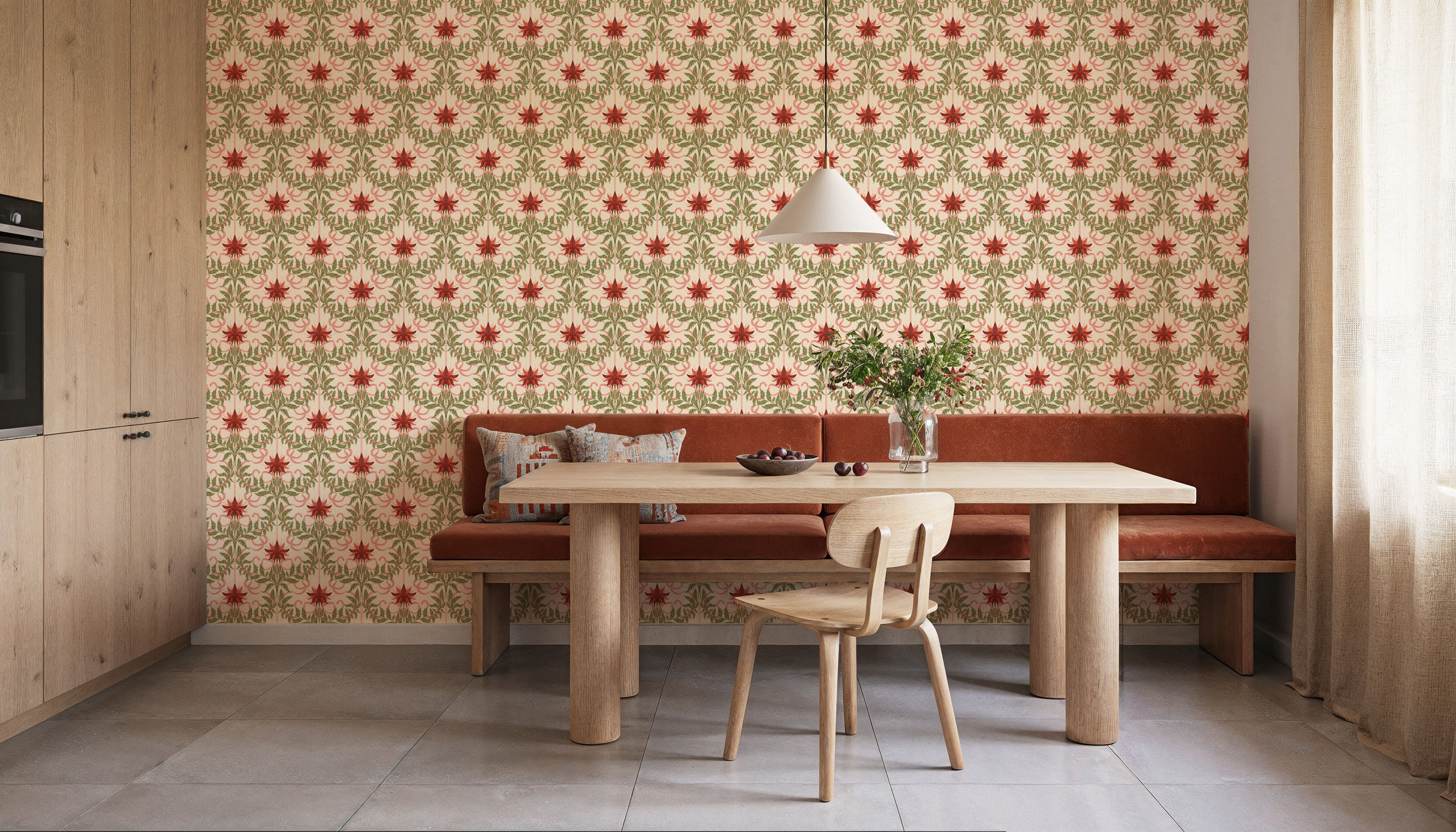 Floral Damask & Bows, Coral
