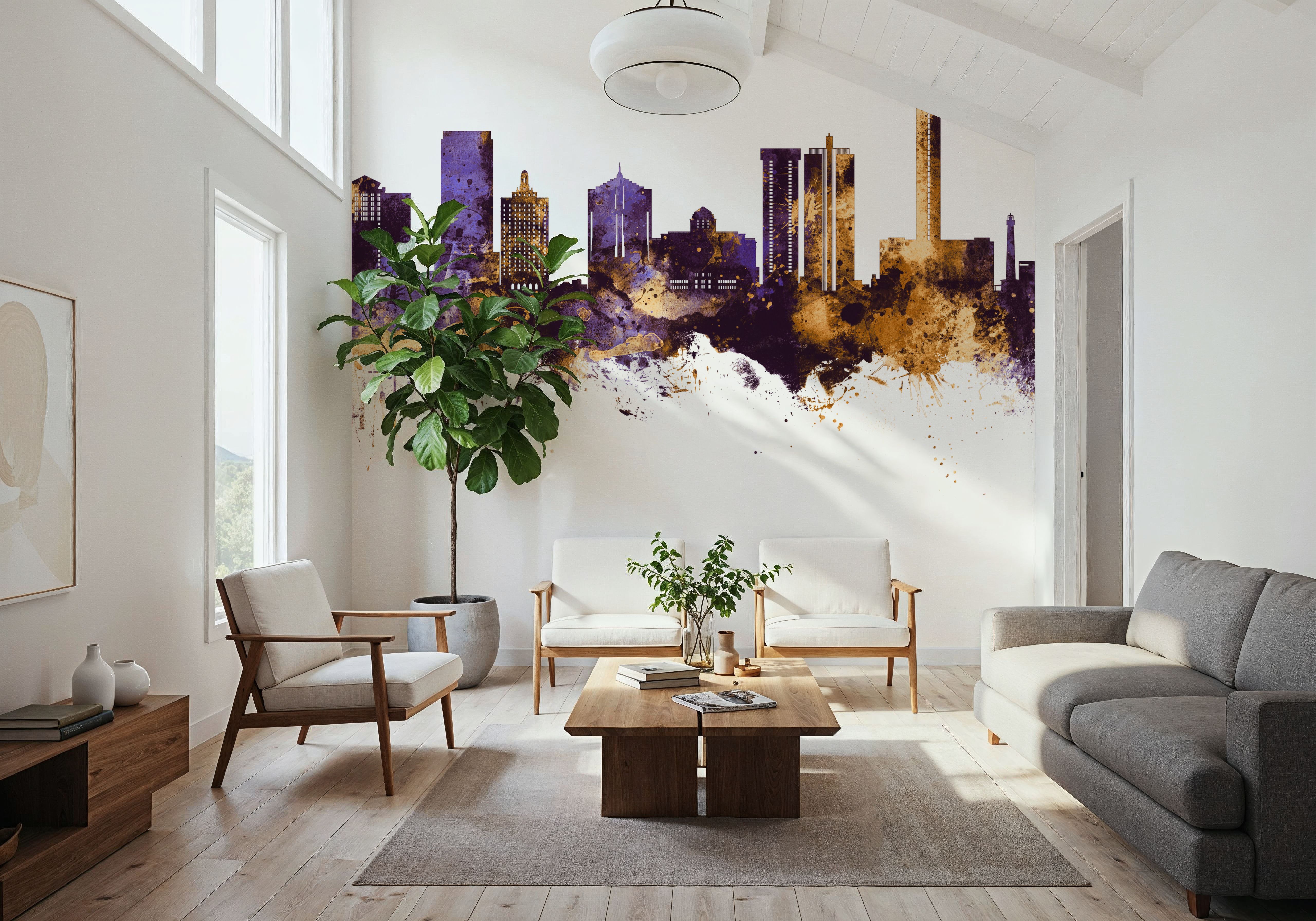 Atlantic City New Jersey Skyline Purple & Gold