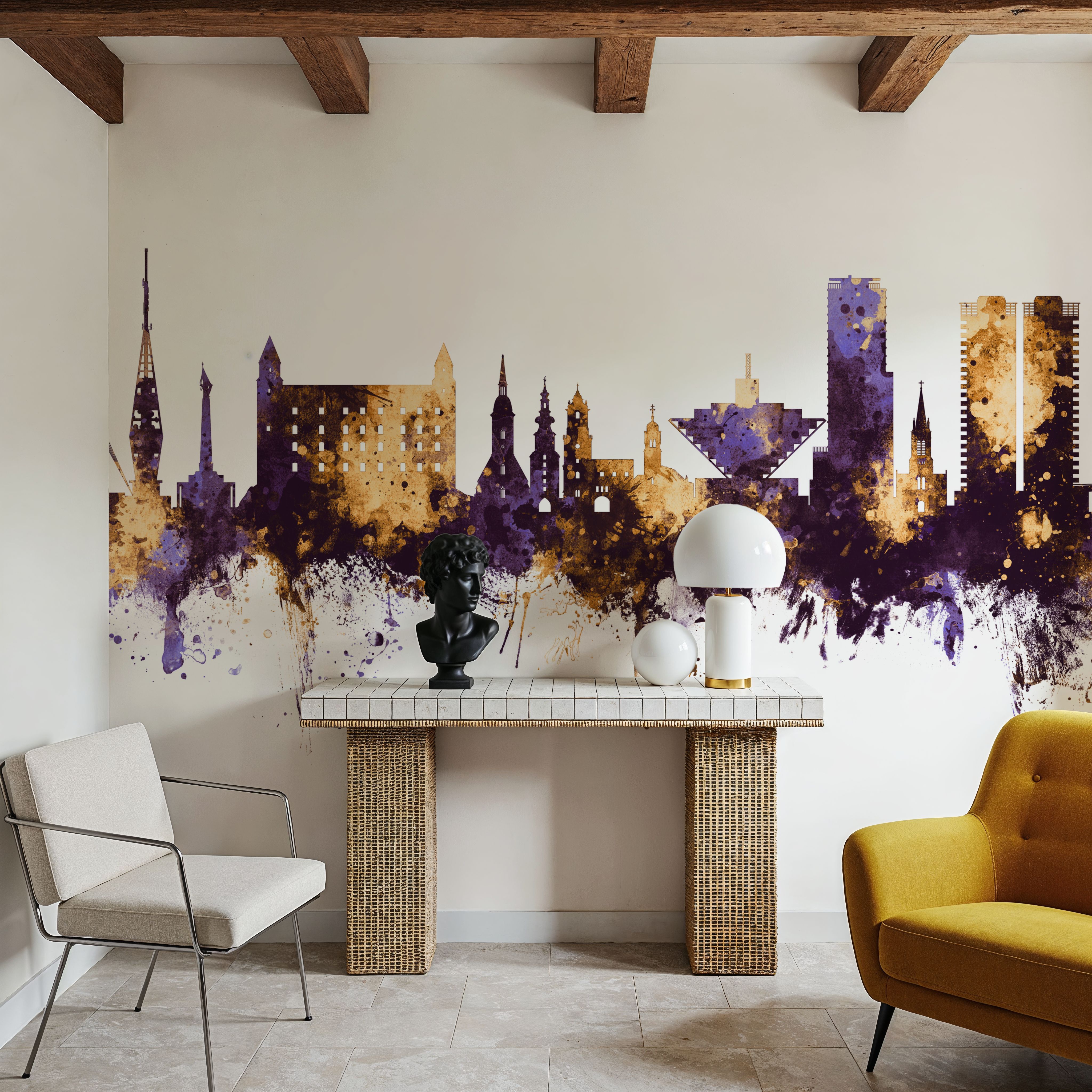 Bratislava Slovakia Skyline Purple & Gold