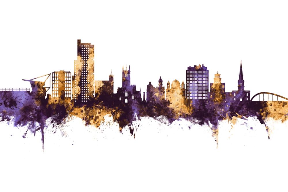 Wolverhampton England Skyline Purple & Gold