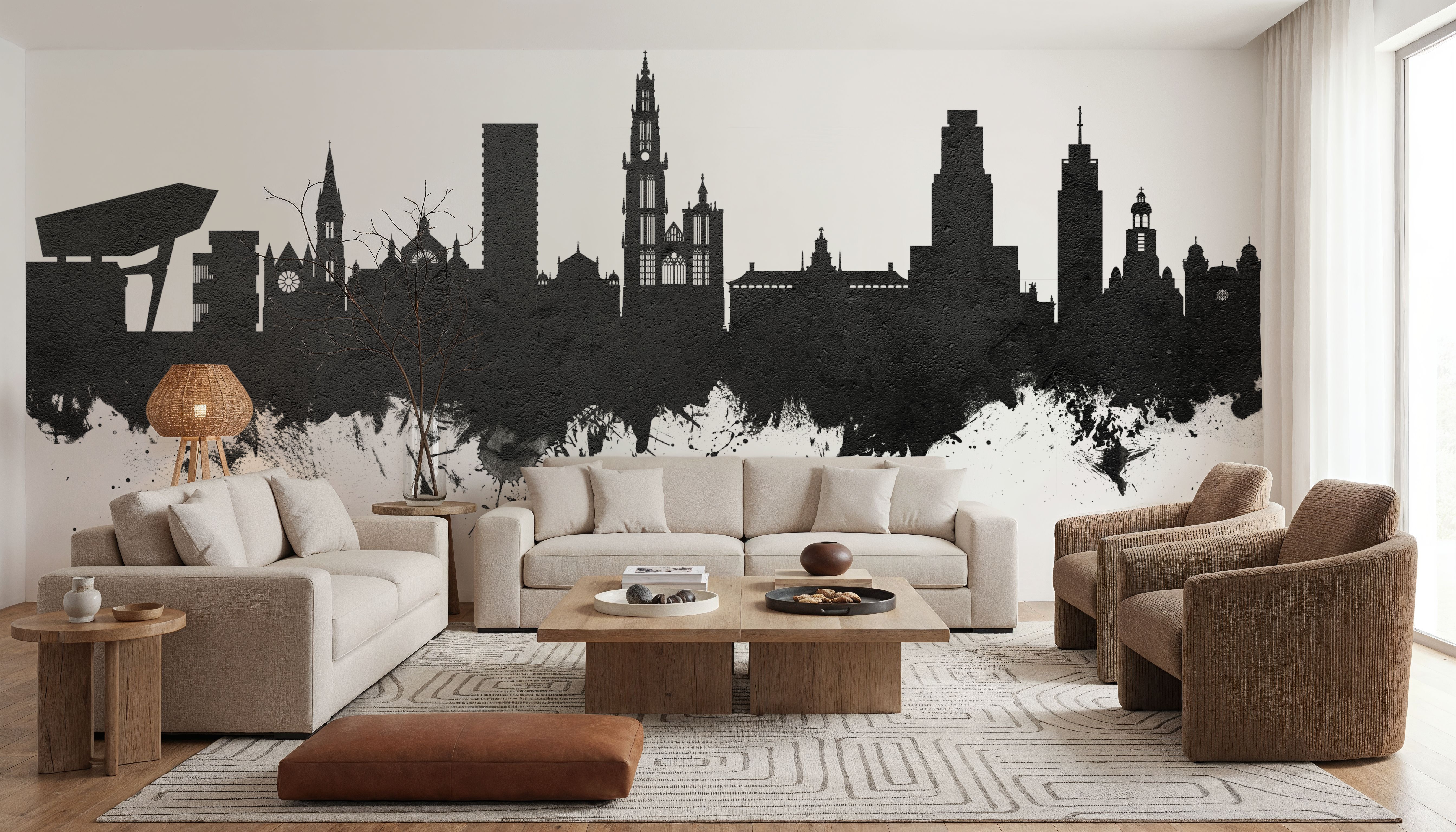 Antwerp Belgium Skyline Black & White