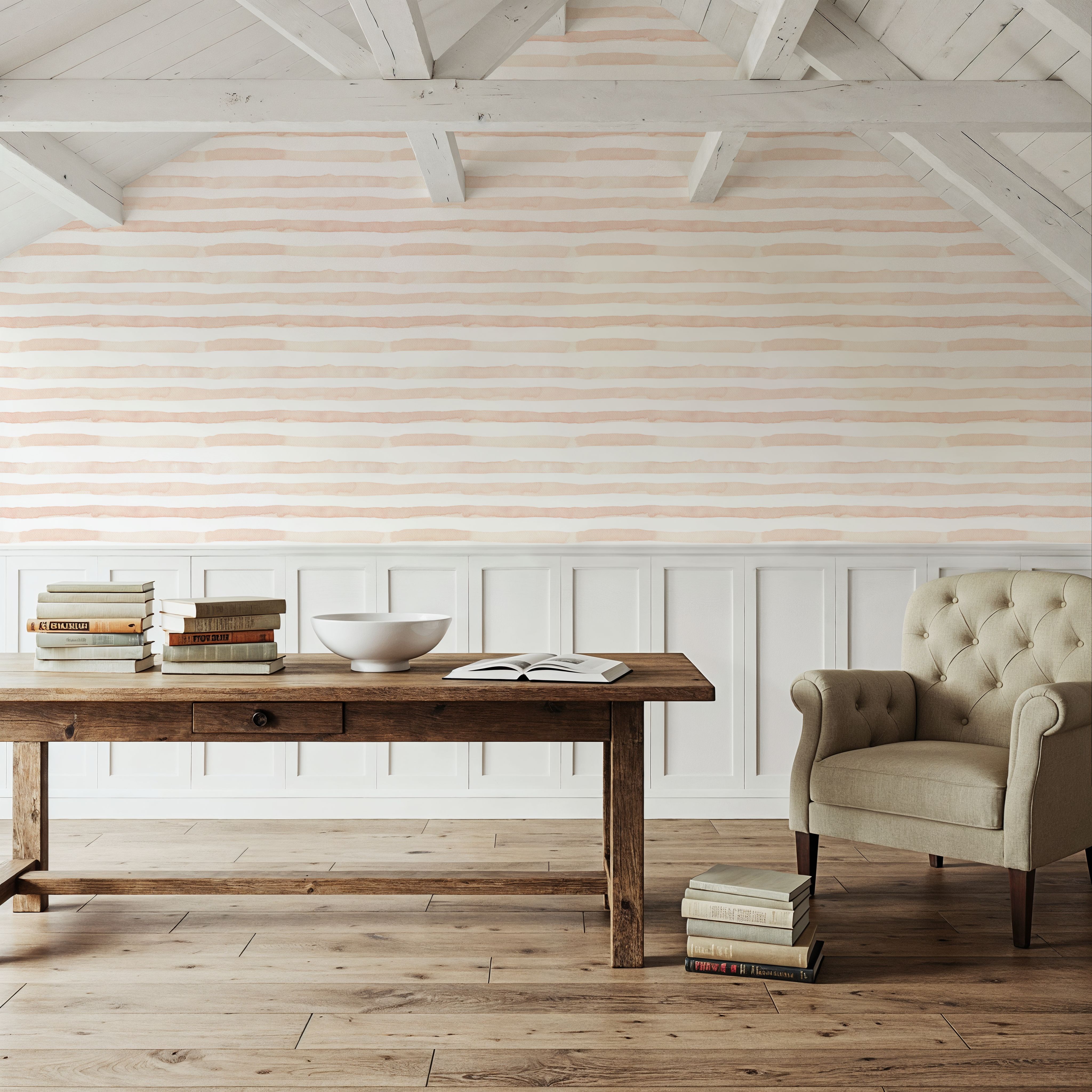 Watercolor Stripes Peach