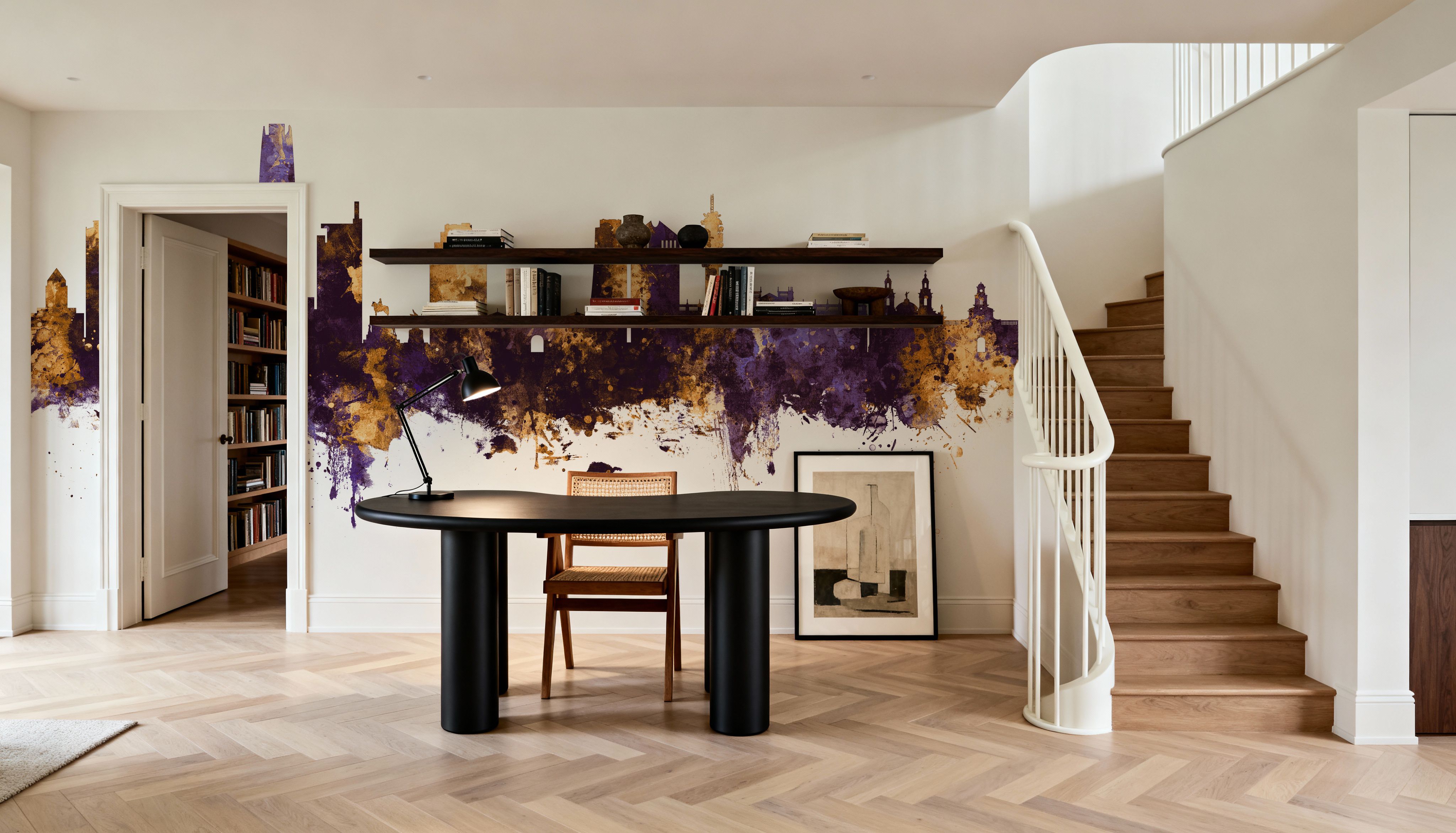 Santiago de Chile Skyline Purple & Gold