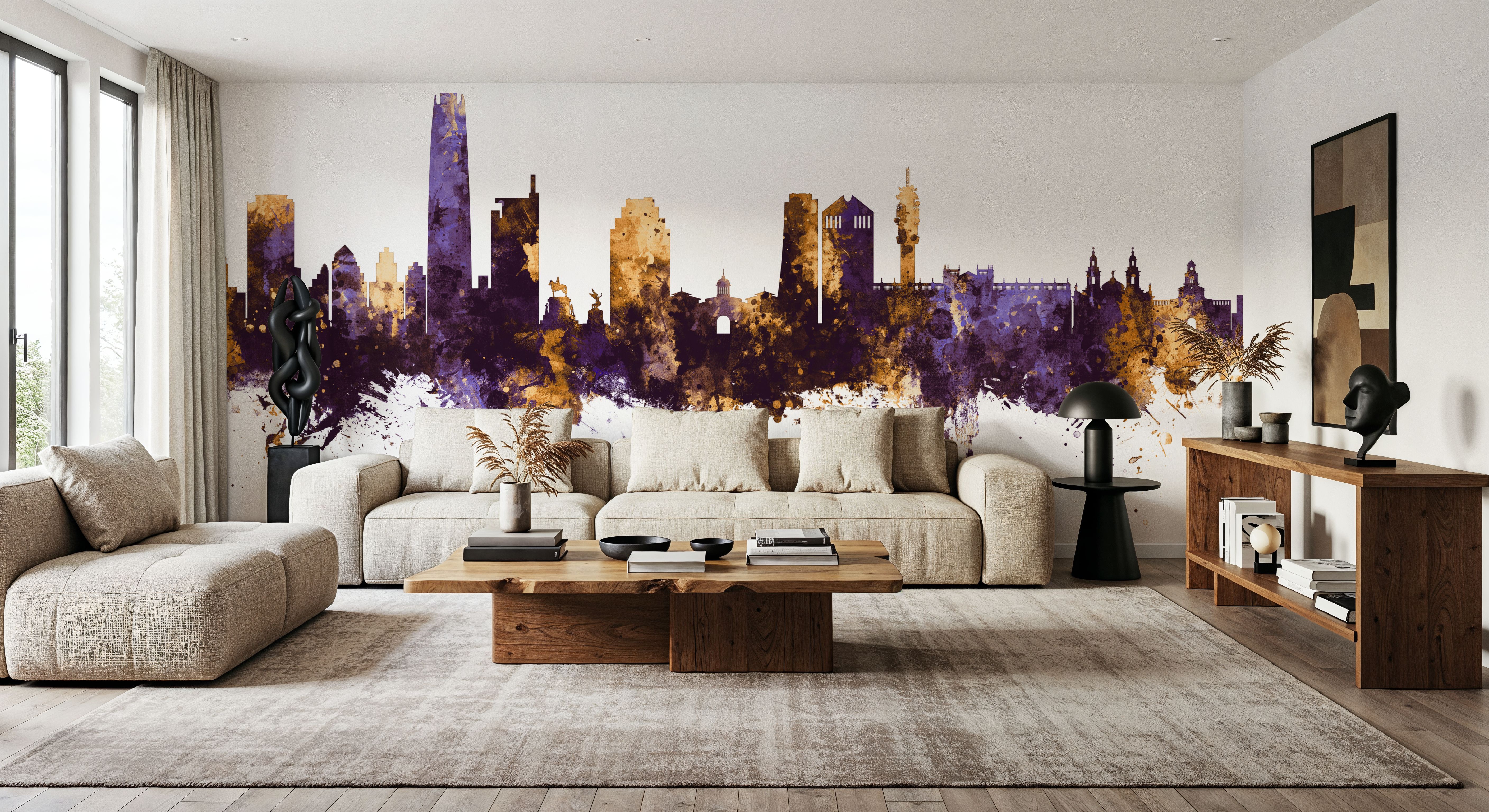 Santiago de Chile Skyline Purple & Gold