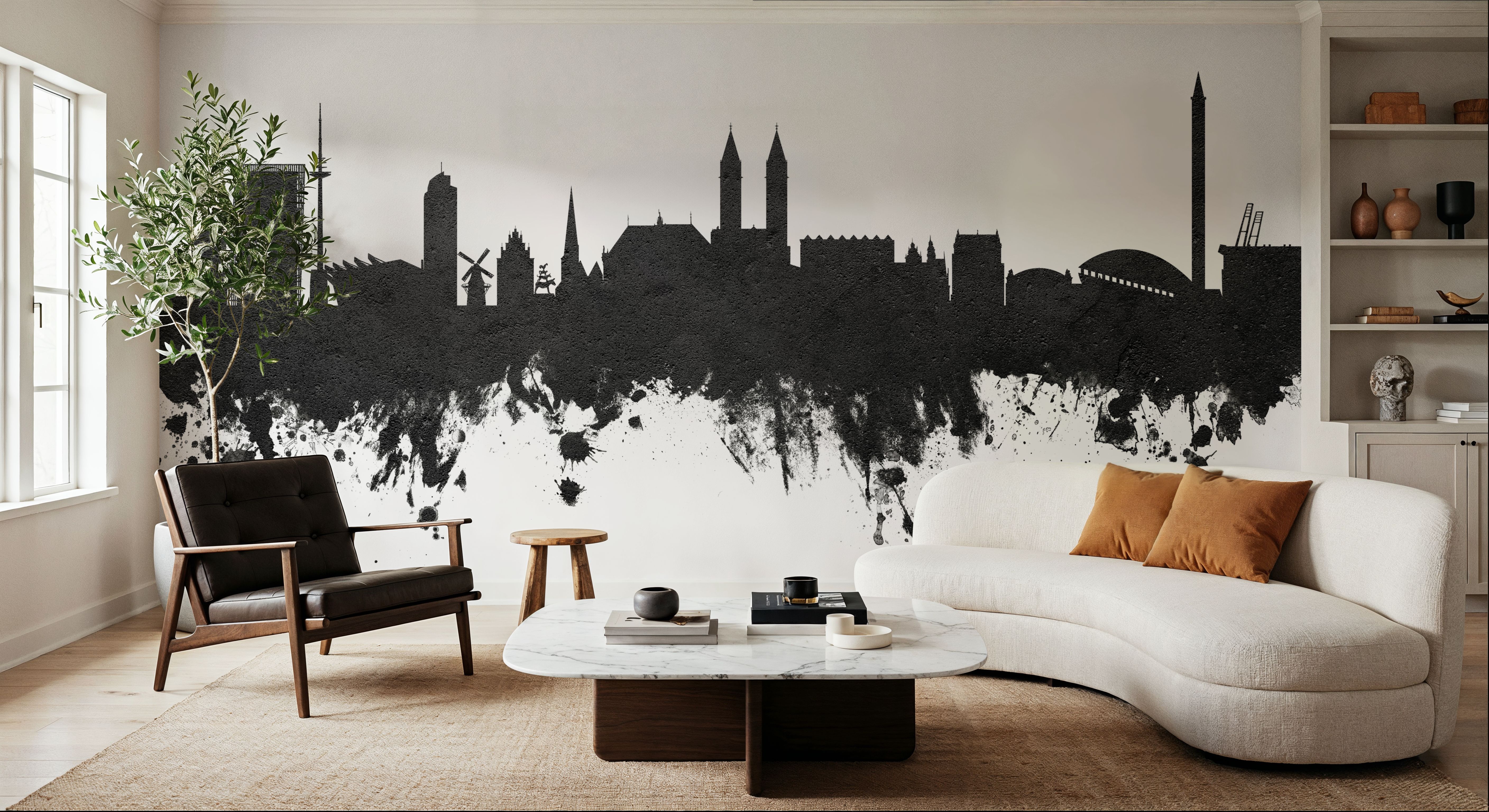 Bremen Germany Skyline Black & White, Wallpaper