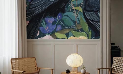 Two Crows on Flowers