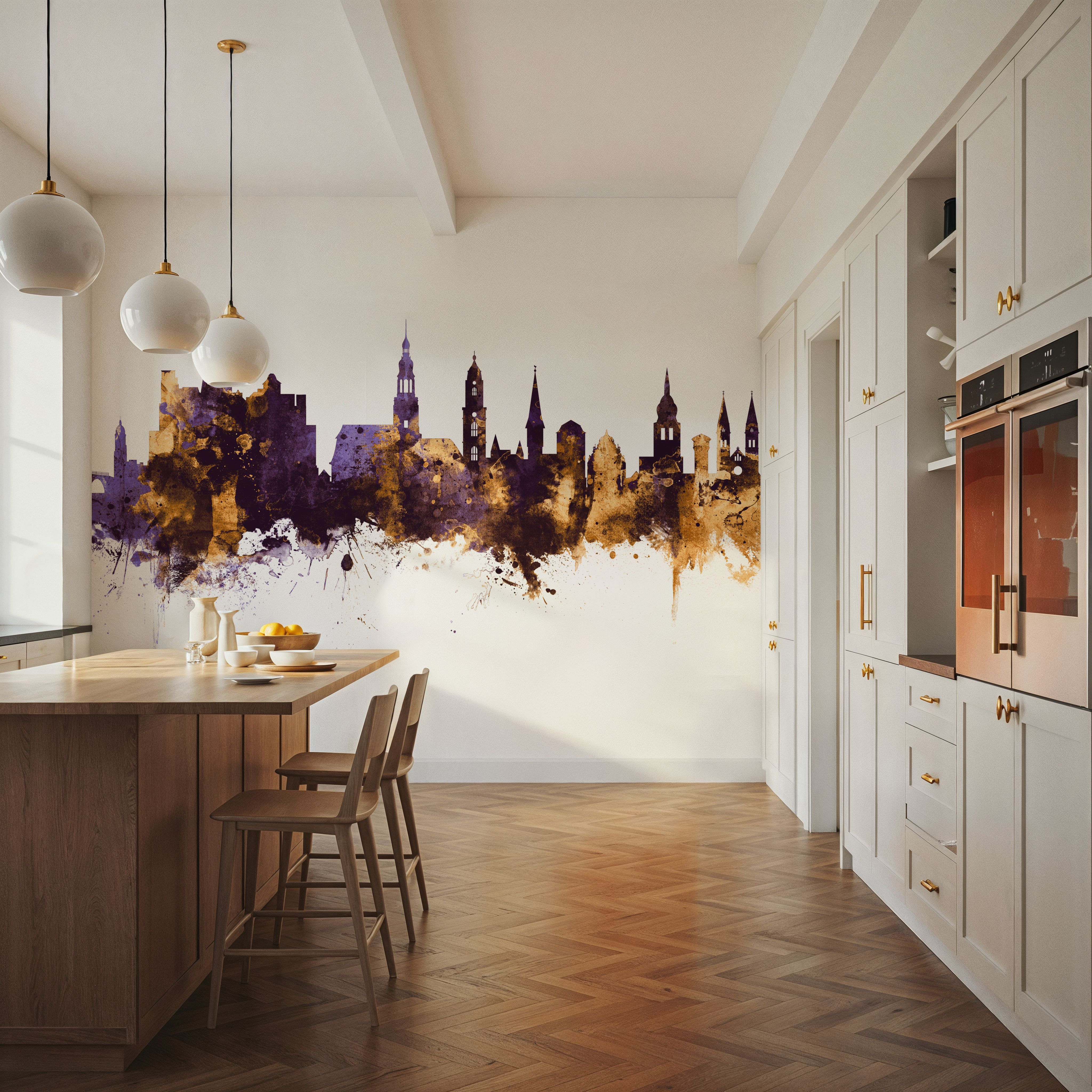 Heidelberg Germany Skyline Purple & Gold