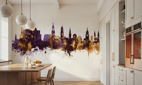 Heidelberg Germany Skyline Purple & Gold