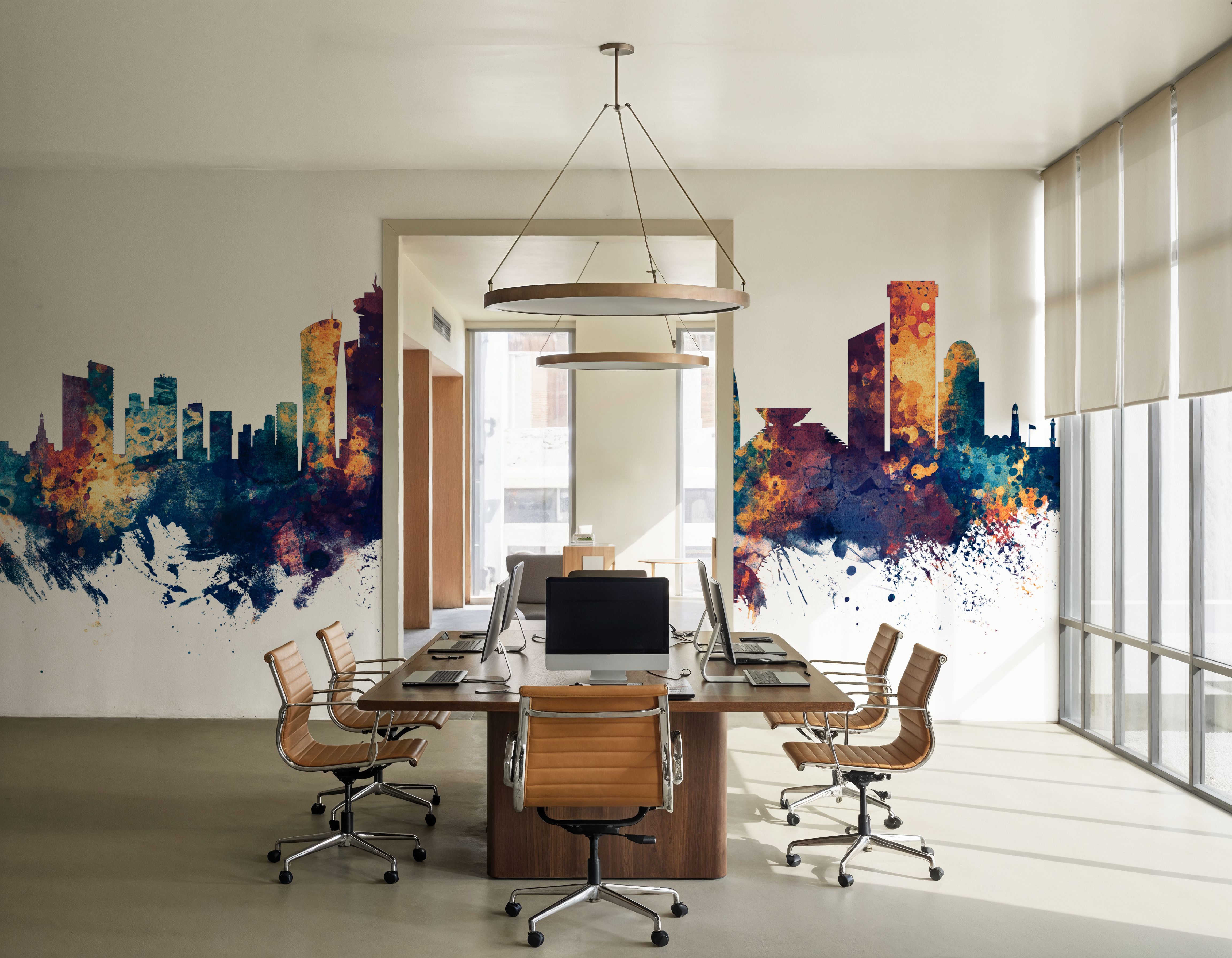 Doha Qatar Skyline Blue & Bronze