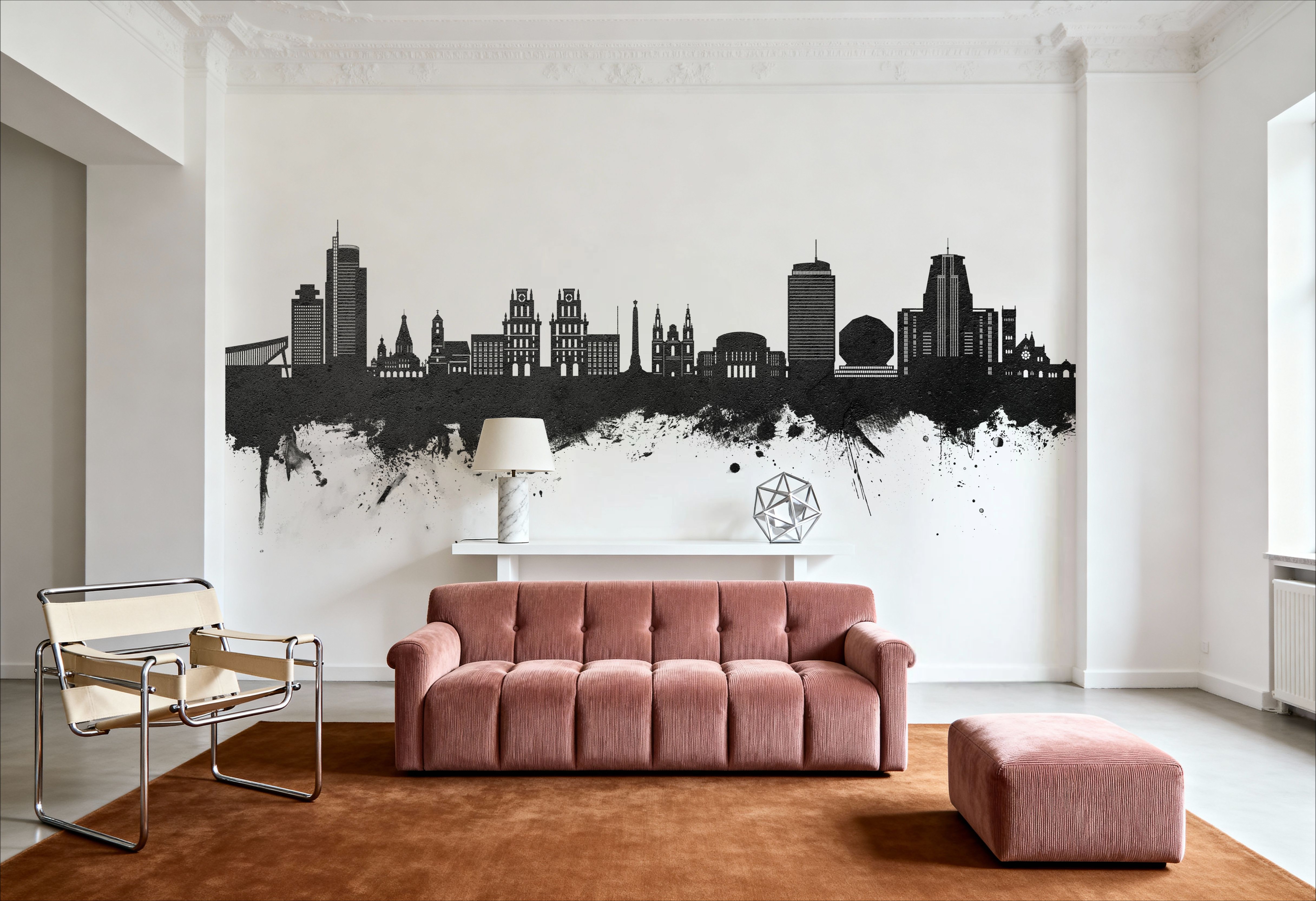Minsk Belarus Skyline Black & White