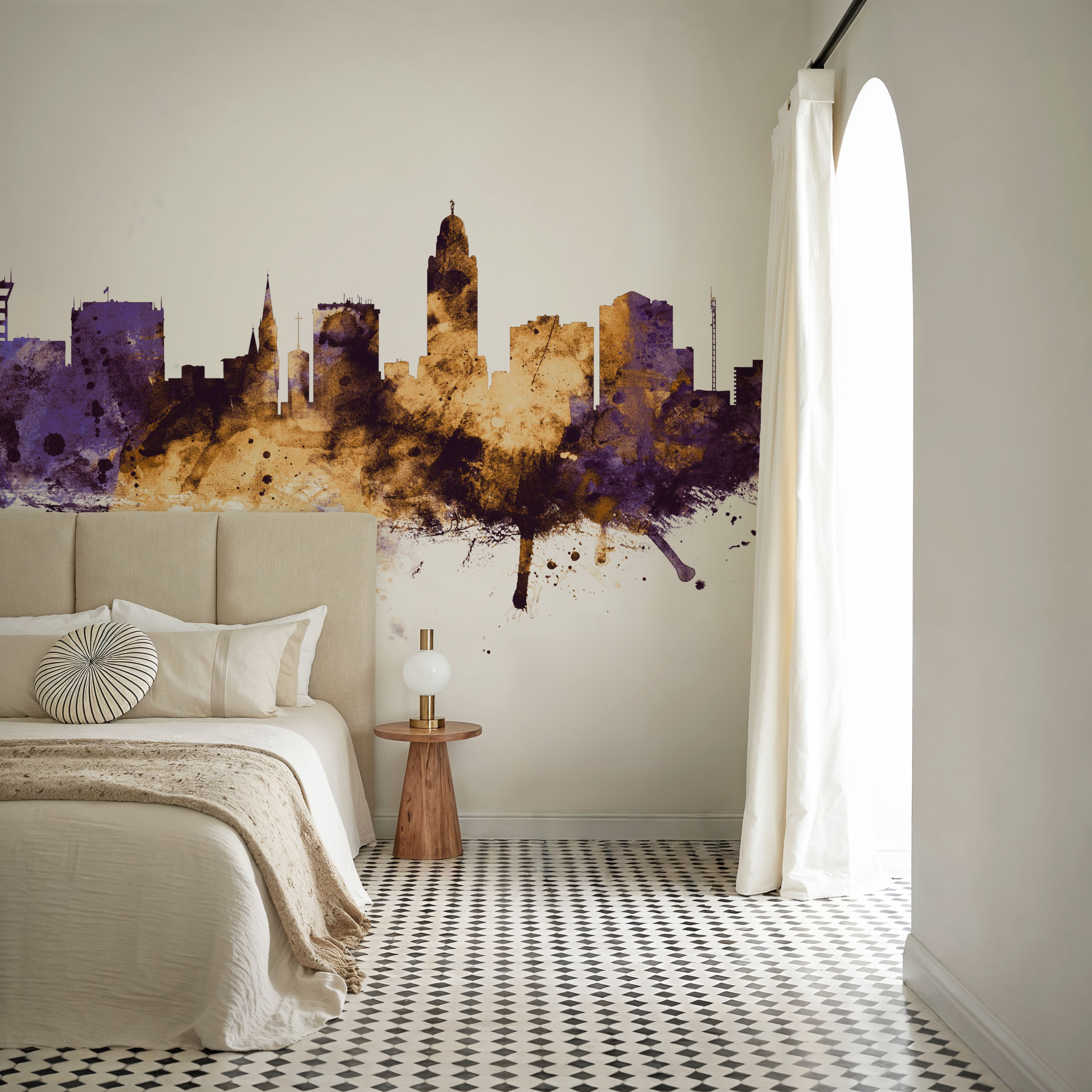 Lincoln Nebraska Skyline Purple & Gold