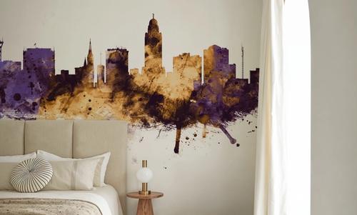 Lincoln Nebraska Skyline Purple & Gold