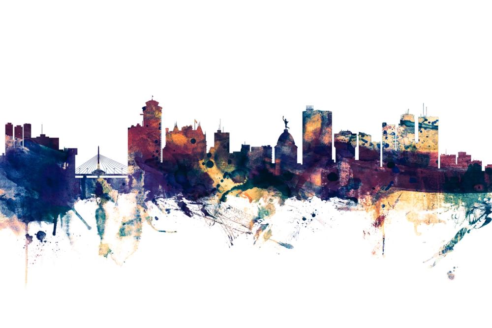 Winnipeg Canada Skyline Blue & Bronze