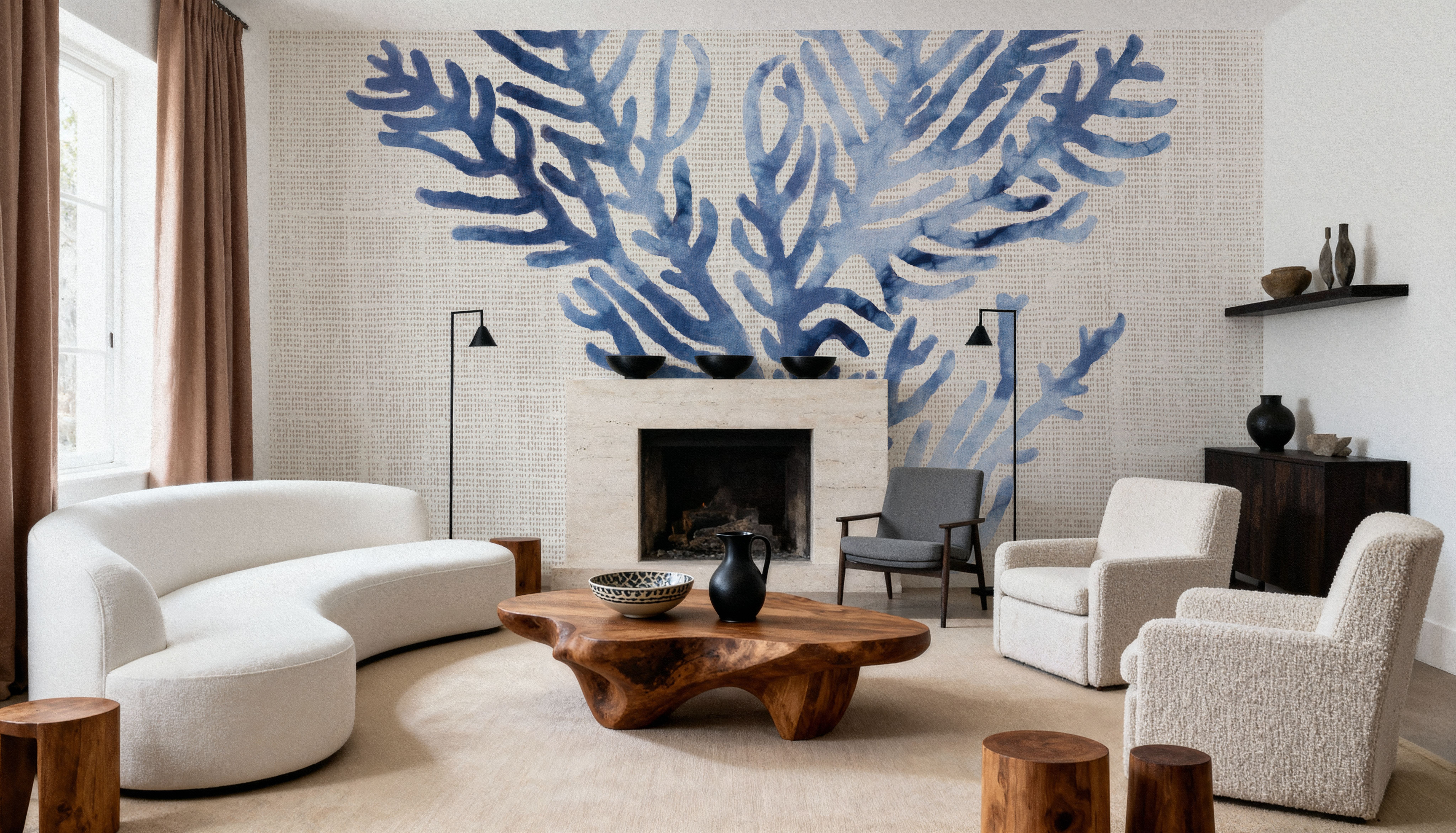 Shibori Coral I on Linen