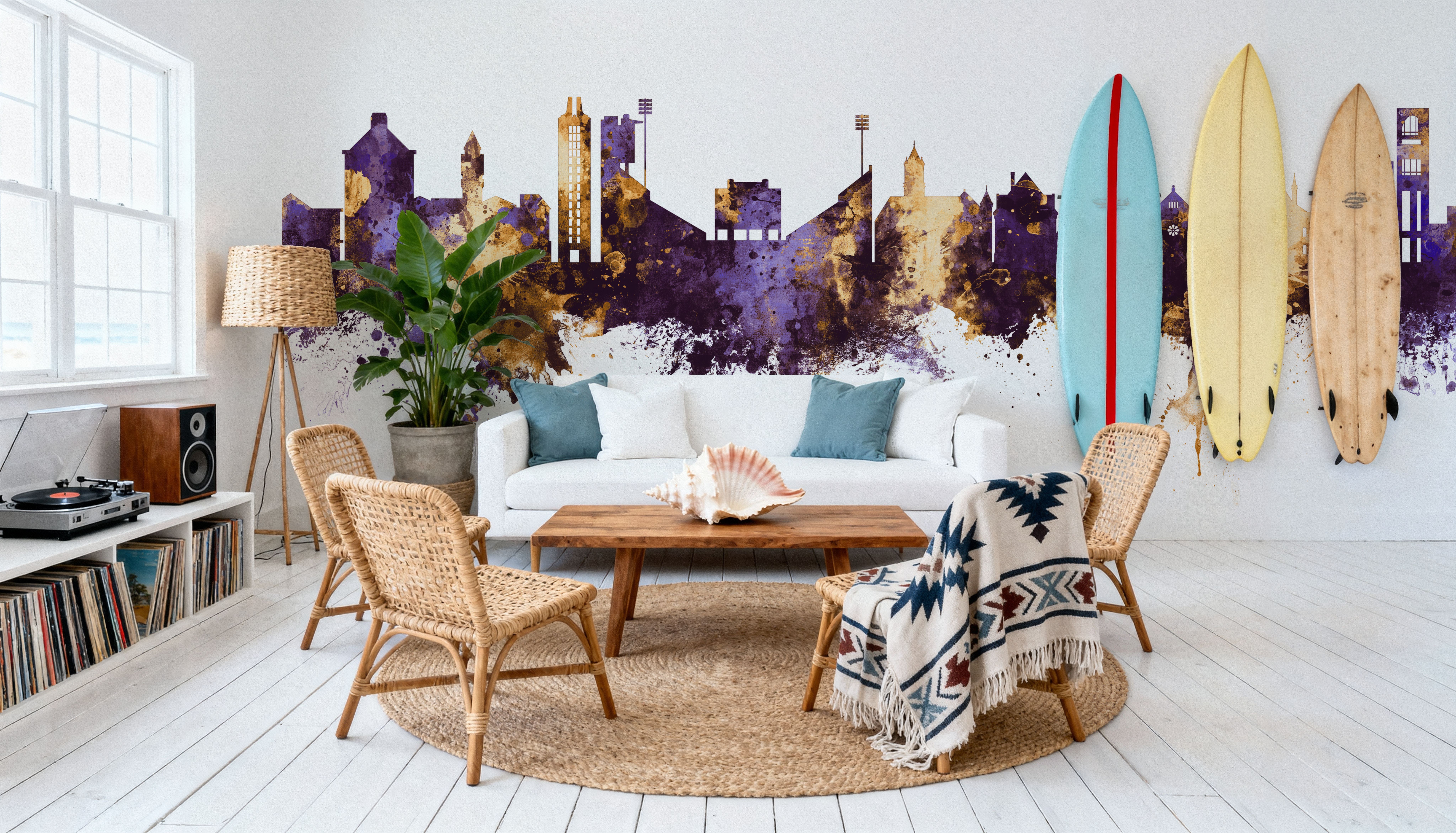 Lawrence Kansas Skyline Purple & Gold