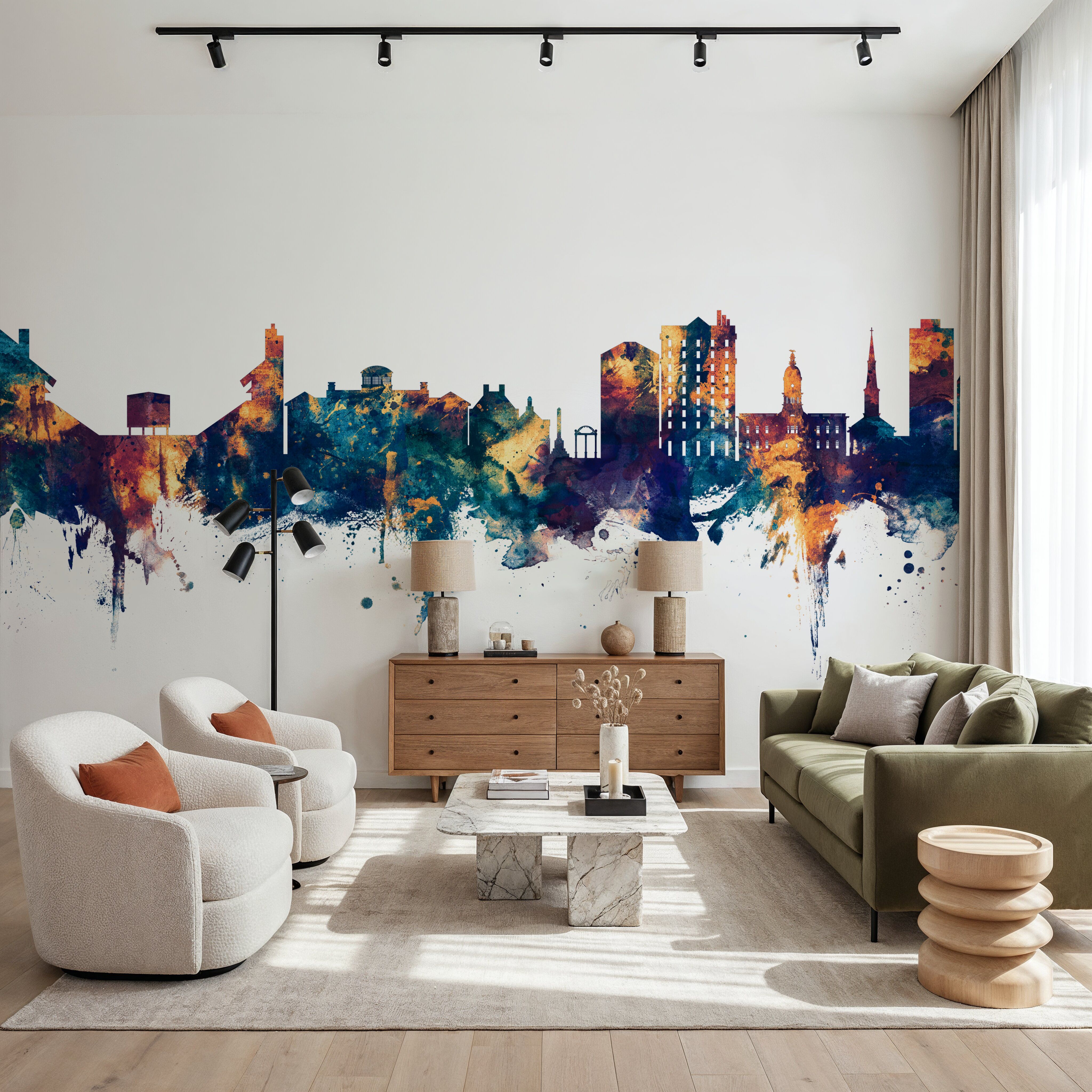 Athens Georgia Skyline Blue & Bronze