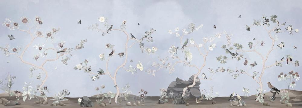 Birds in the Garden Deep Blue