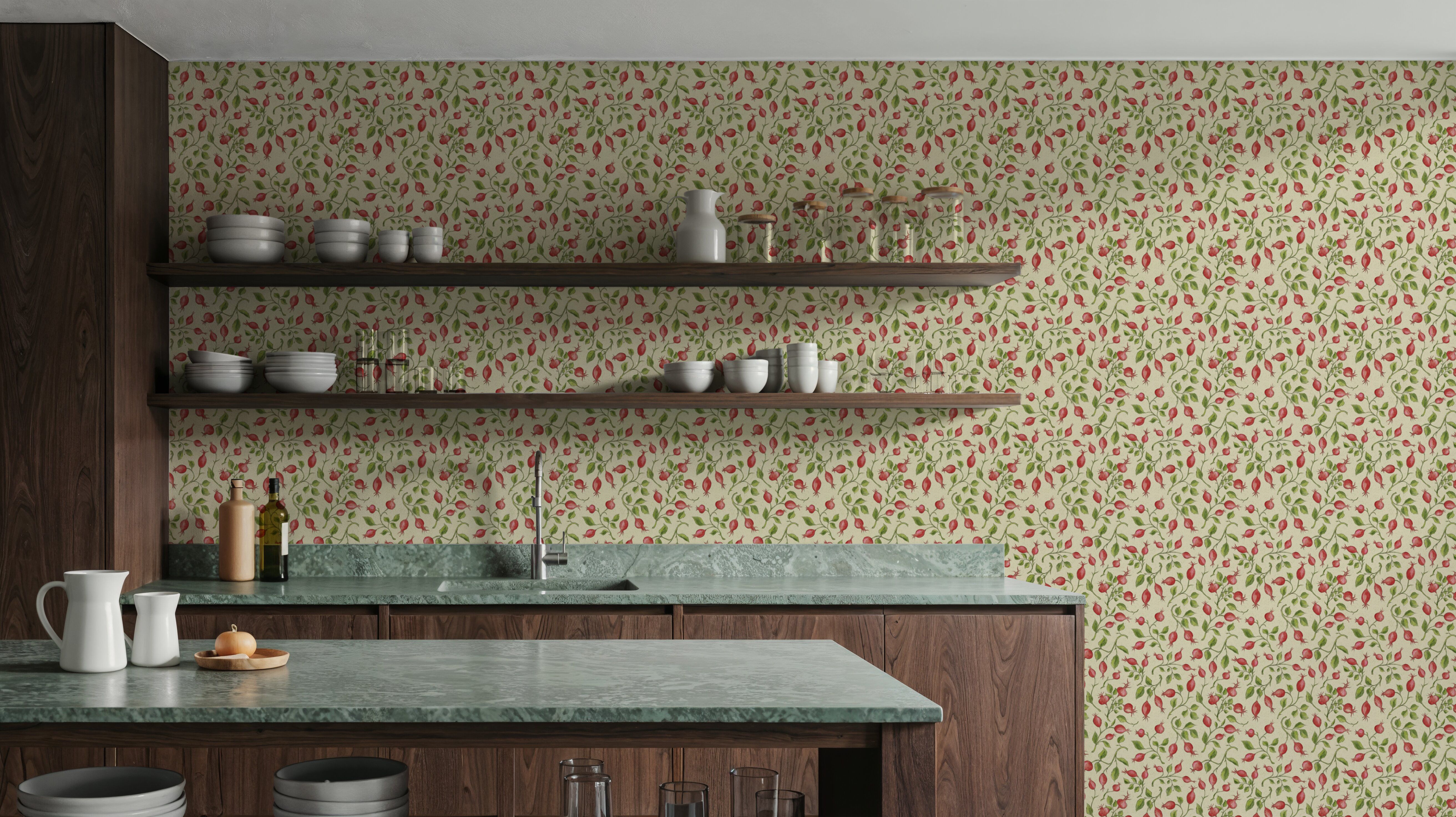 Rosehips, Coral on Cream