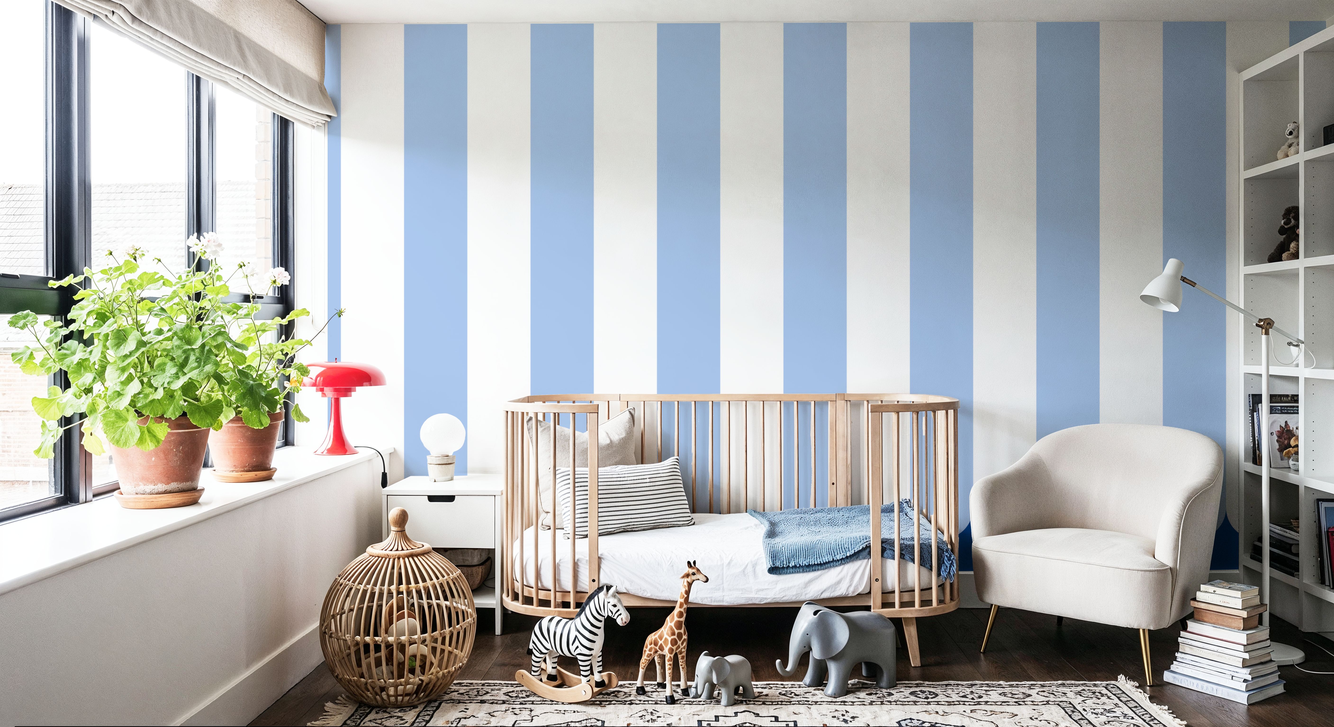 Scalloped Circus Stripes, Baby Blue