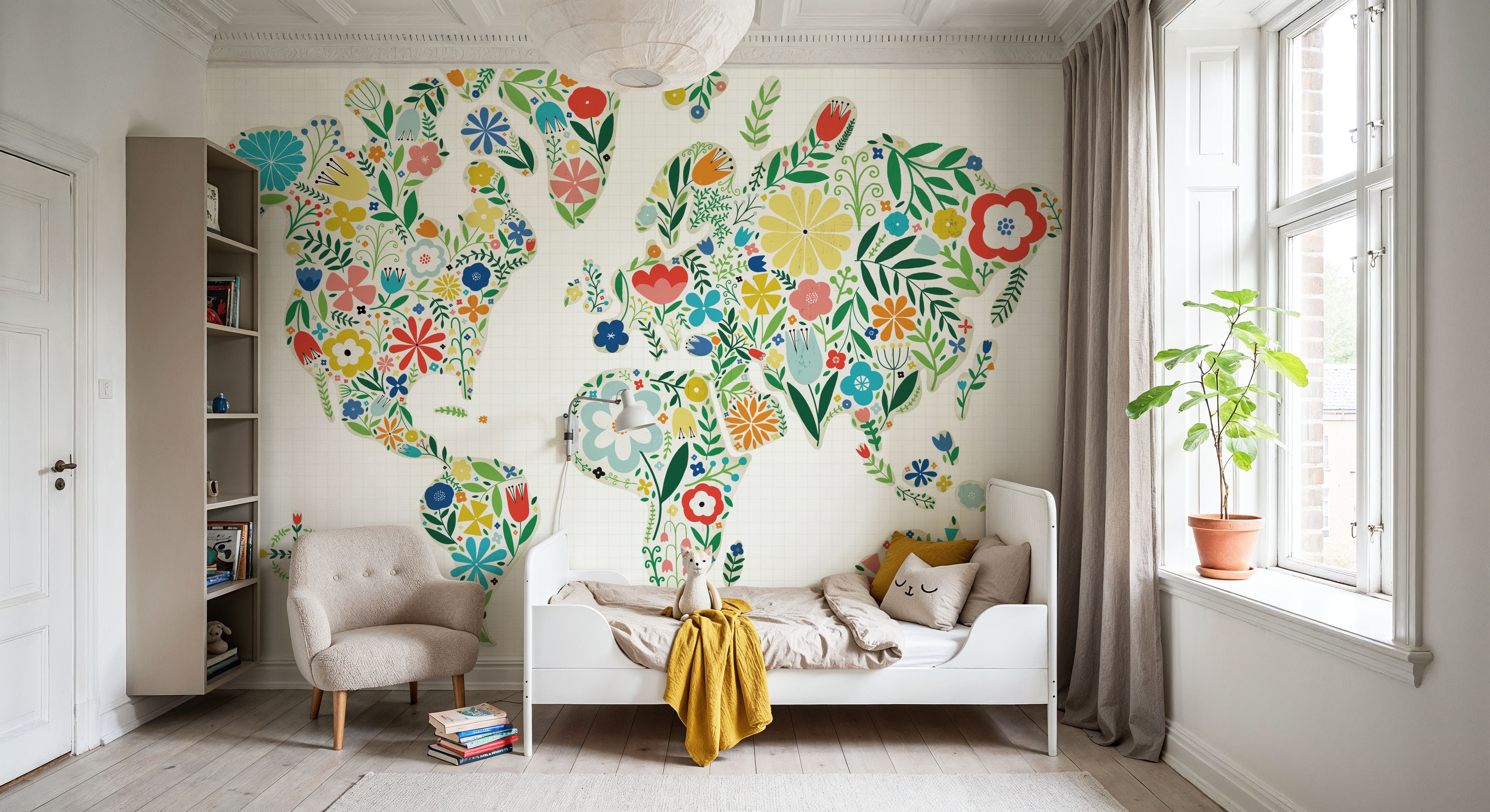 Floral World White, Wallpaper